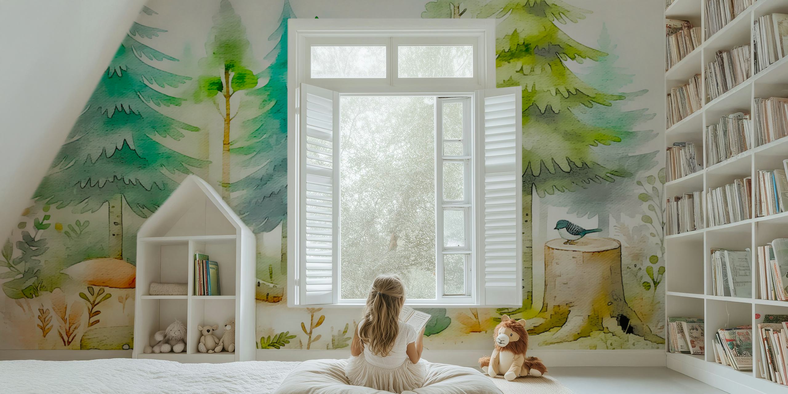 Woodland Creatures Charm wallpaper in a room