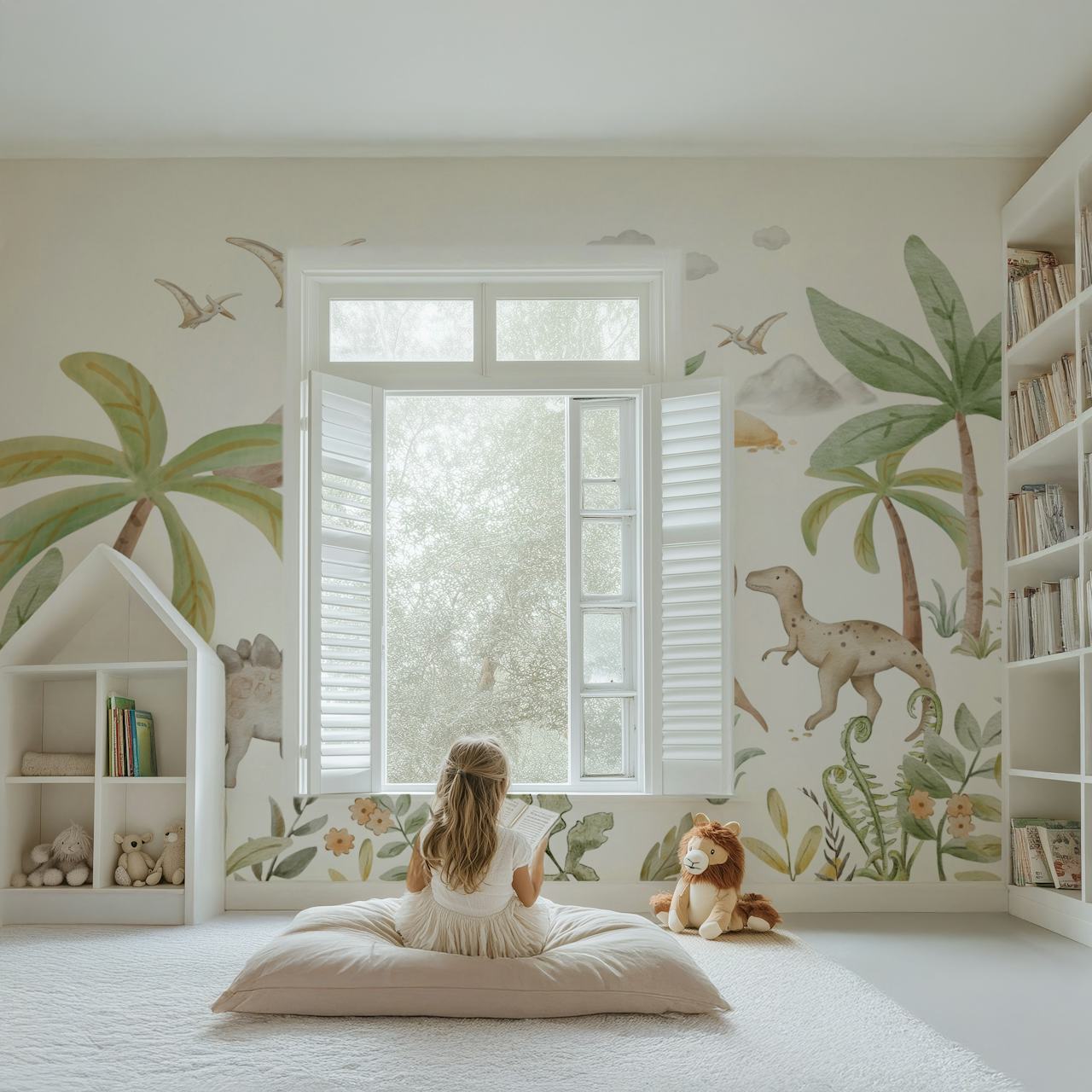 Dinosaur Adventure Oasis wallpaper in a room