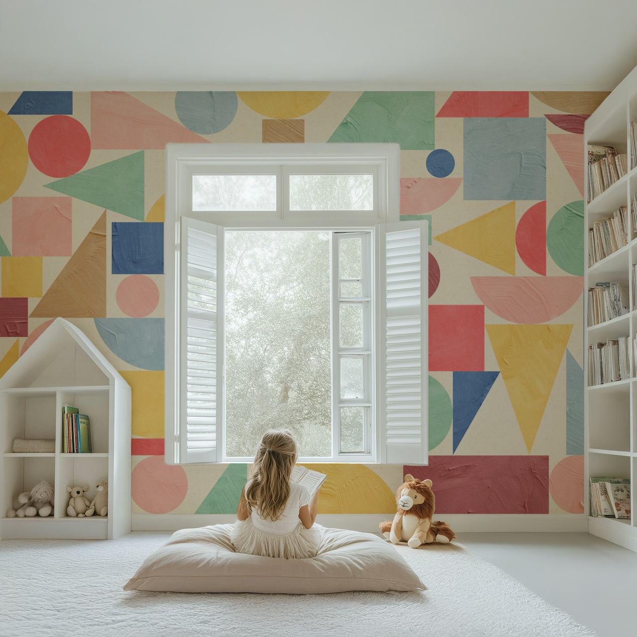 Šareni geometrijski dizajn tapeta u prostoriji