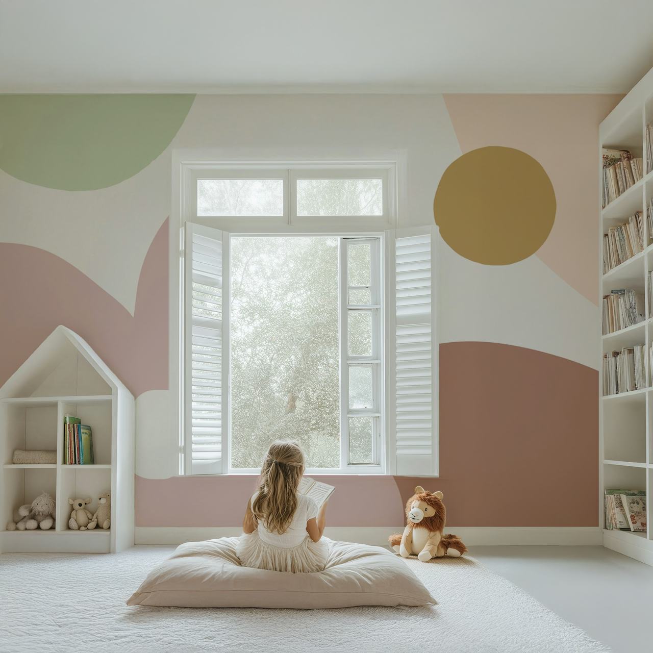 Abstract Soft Florals carta da parati in una stanza