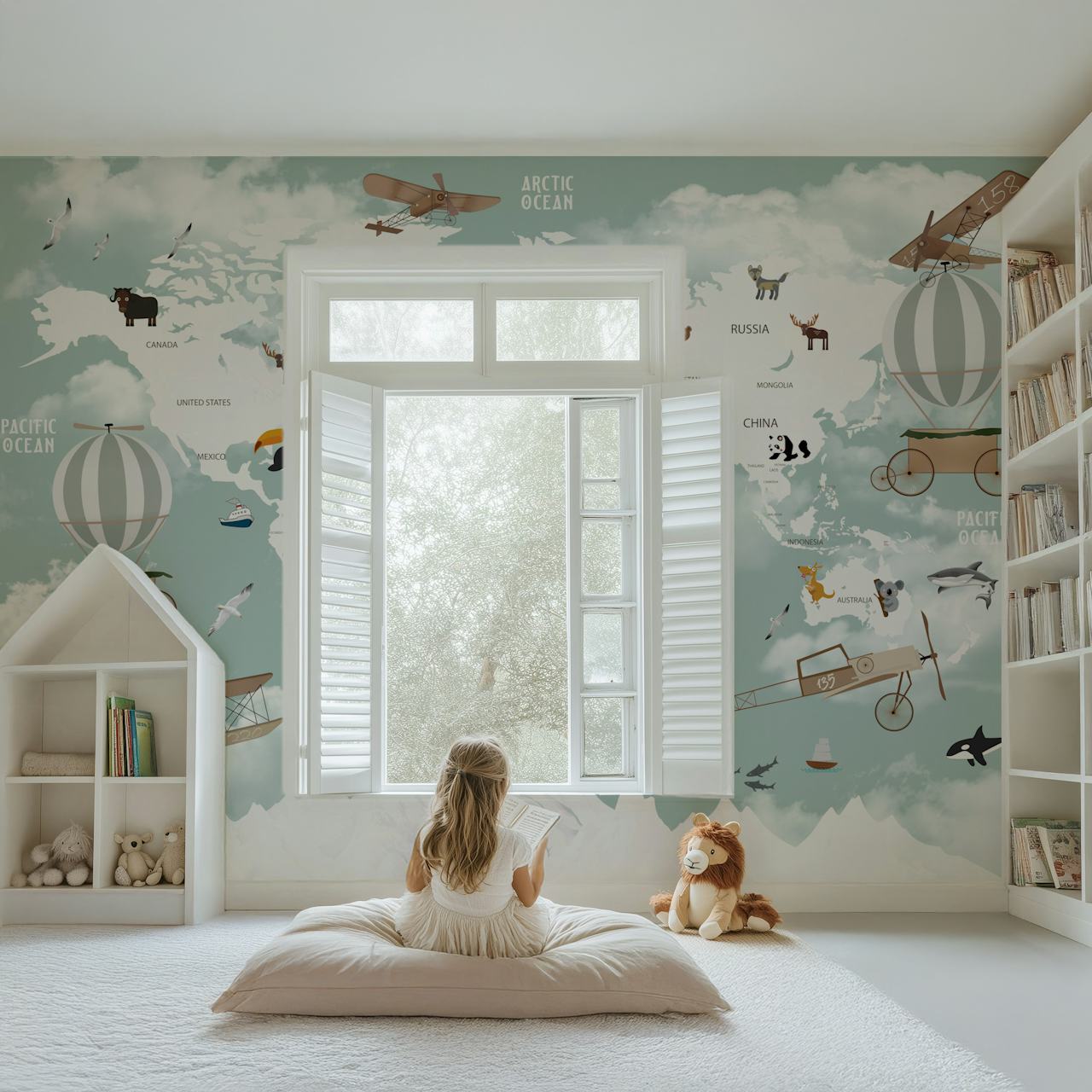 Kids world map wallpaper do zabawnych pokoi