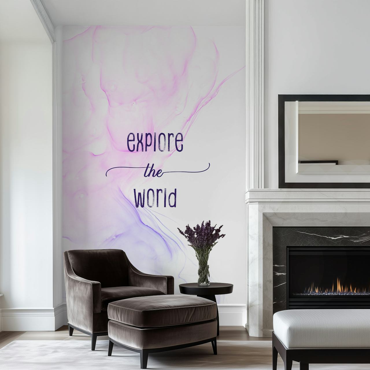 Explore the world wallpaper design in a room