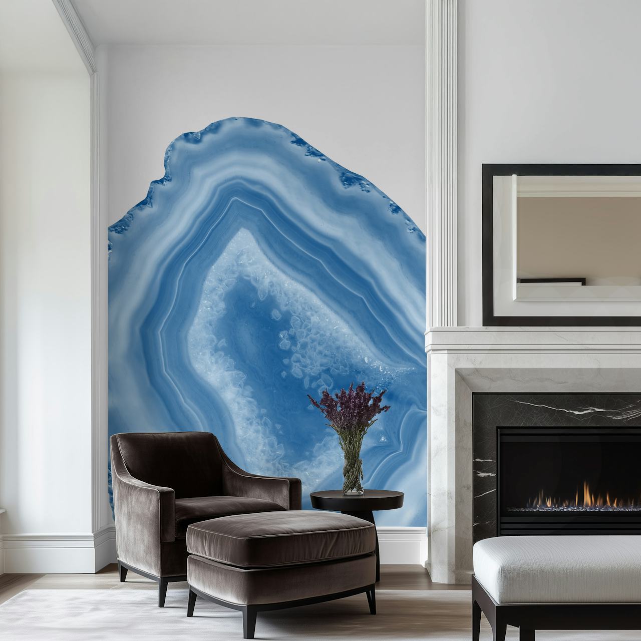 Classic Blue Agate Wallpaper-Design in einem Raum