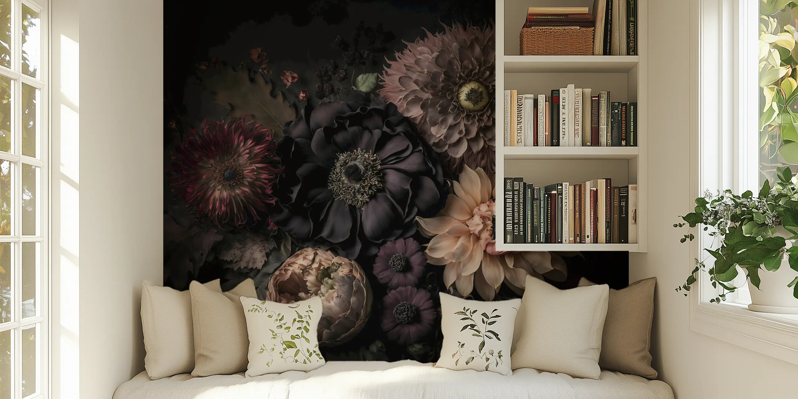 Dark Floral Wallpaper for Elegant Interiors