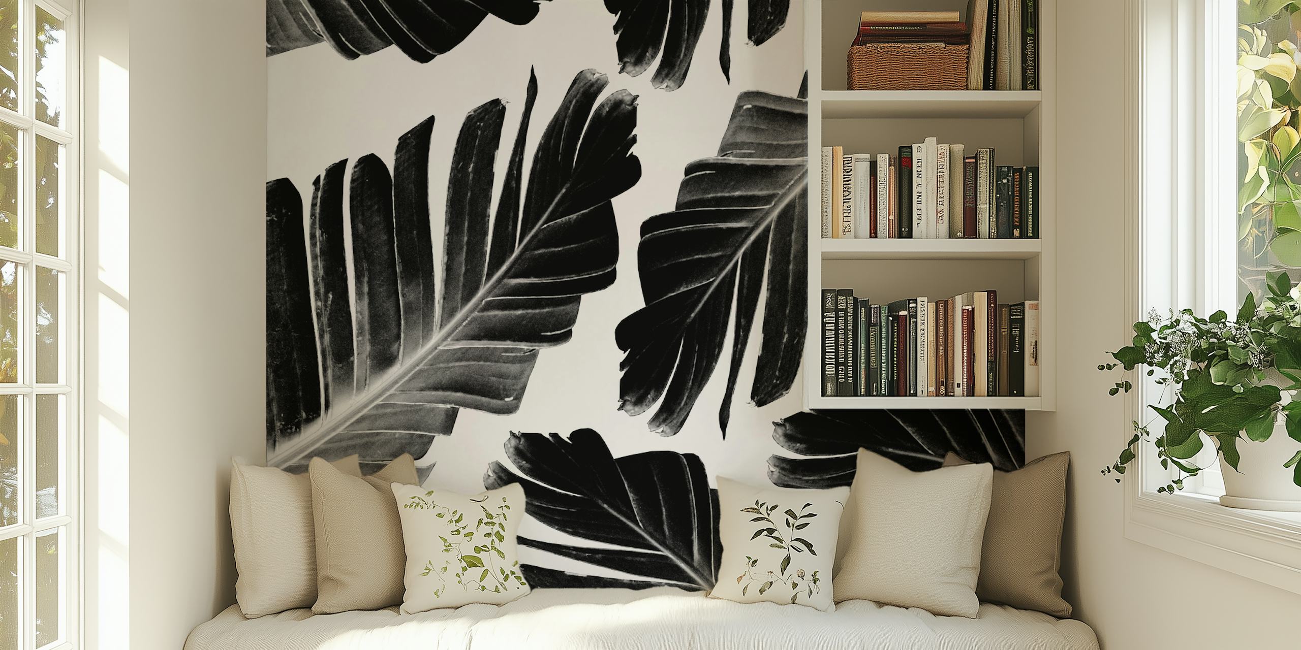 Tropical Black Banana tapetdesign i et rum