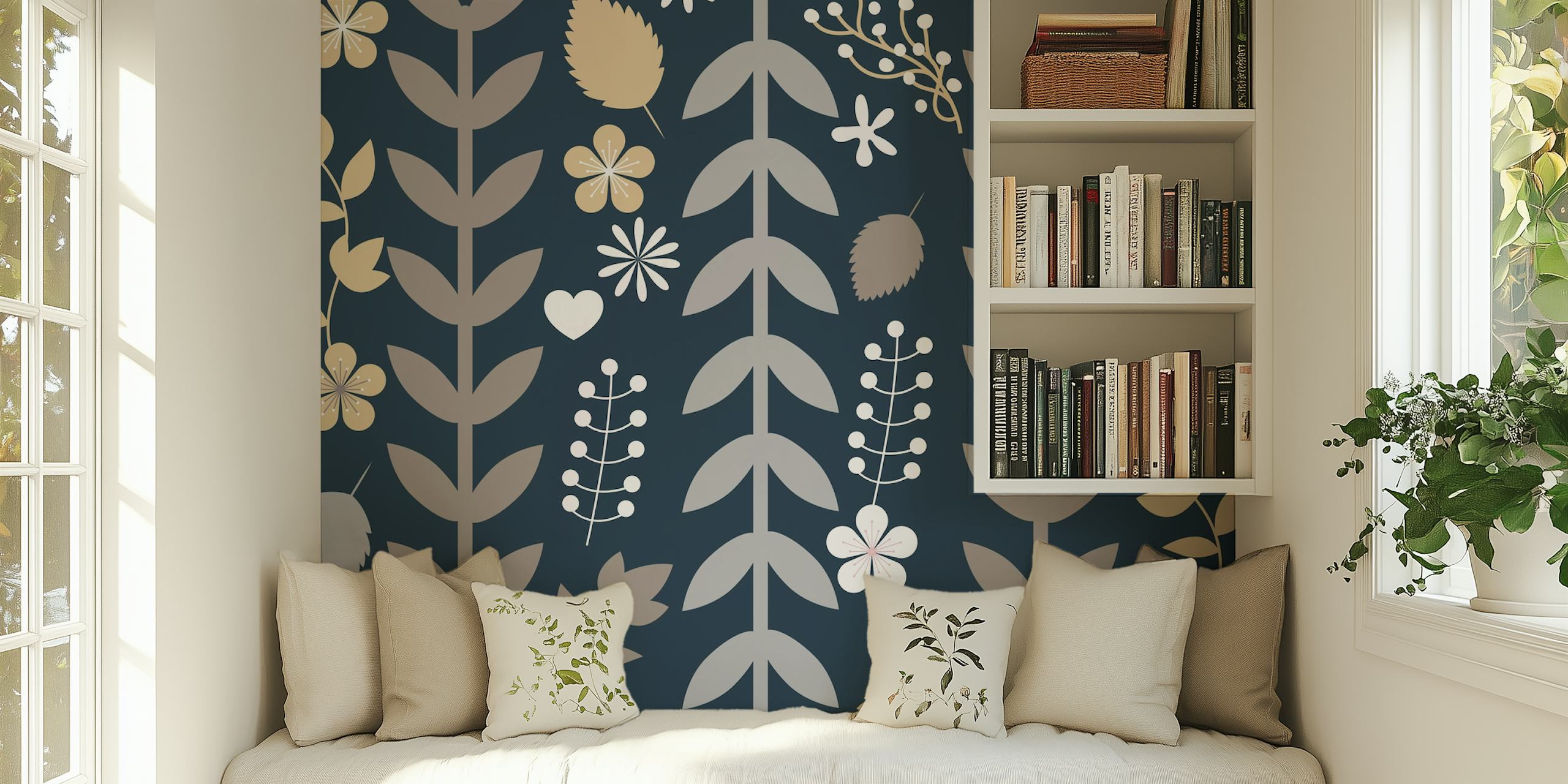 Floral pastel carta da parati in una stanza