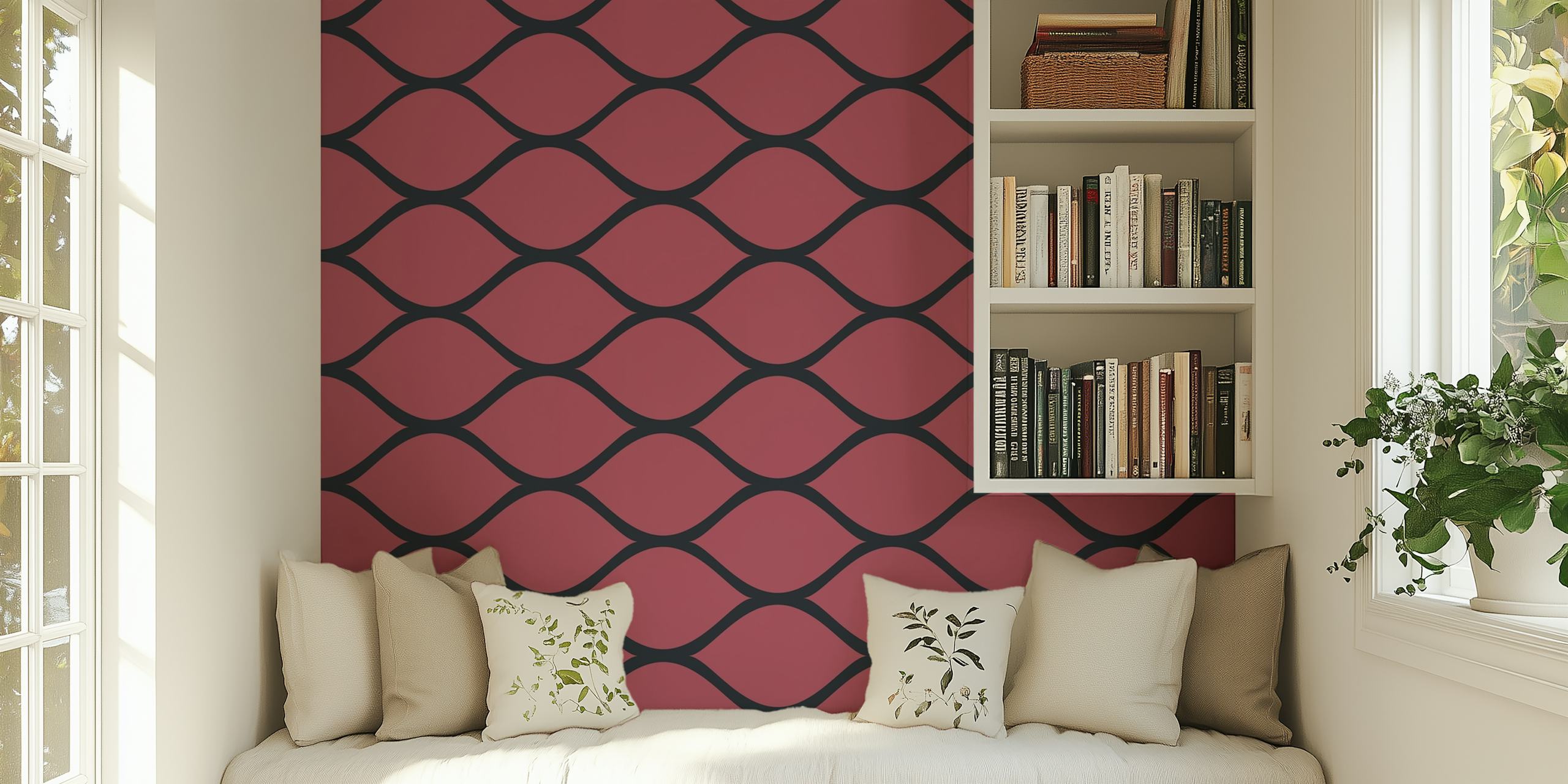 Marsala Ogee Minimal wallpaper in a room