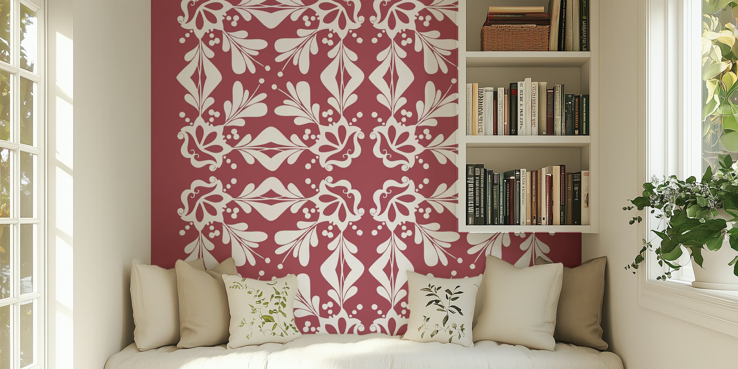 Carta da parati White Oriental ornament in una stanza