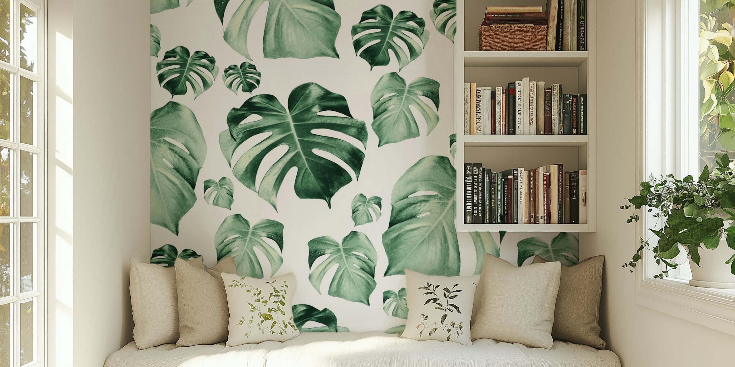 Tropical Monstera Pattern tapet i et rum