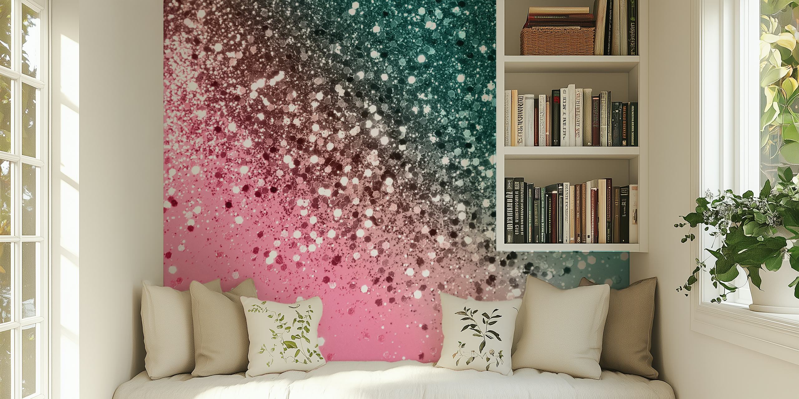 Tropical Watermelon Glitter Tapete in einem Raum