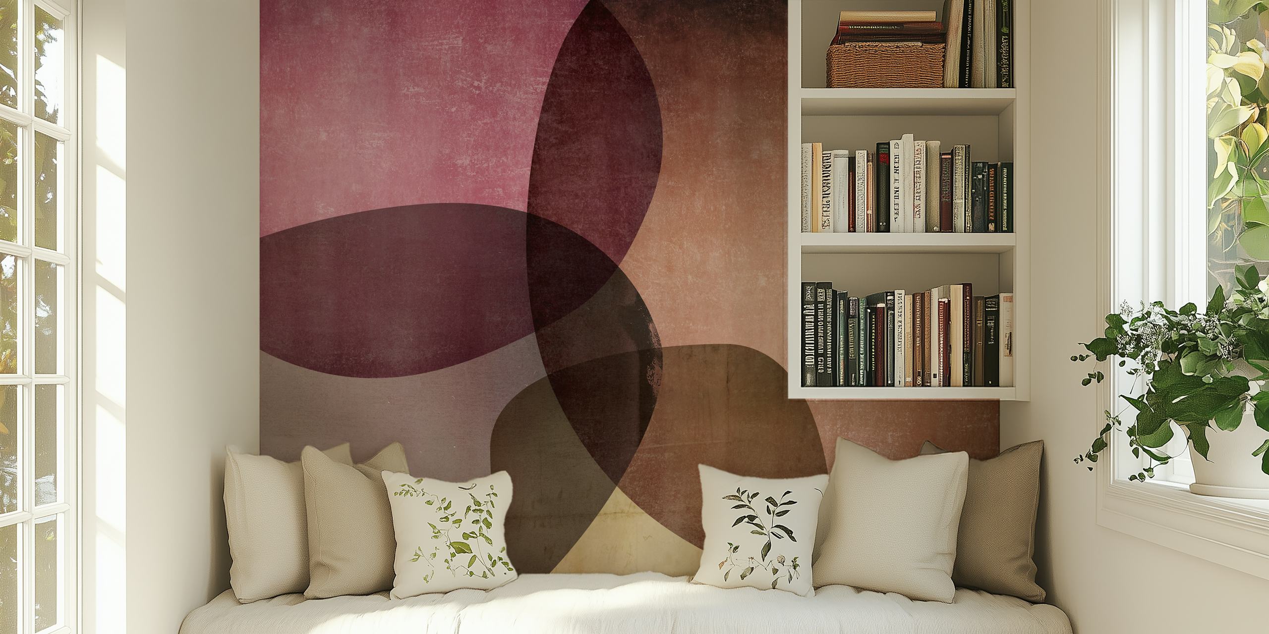 Ταπετσαρία Warm Organic Shapes εκτεθειμένη σε ένα δωμάτιο