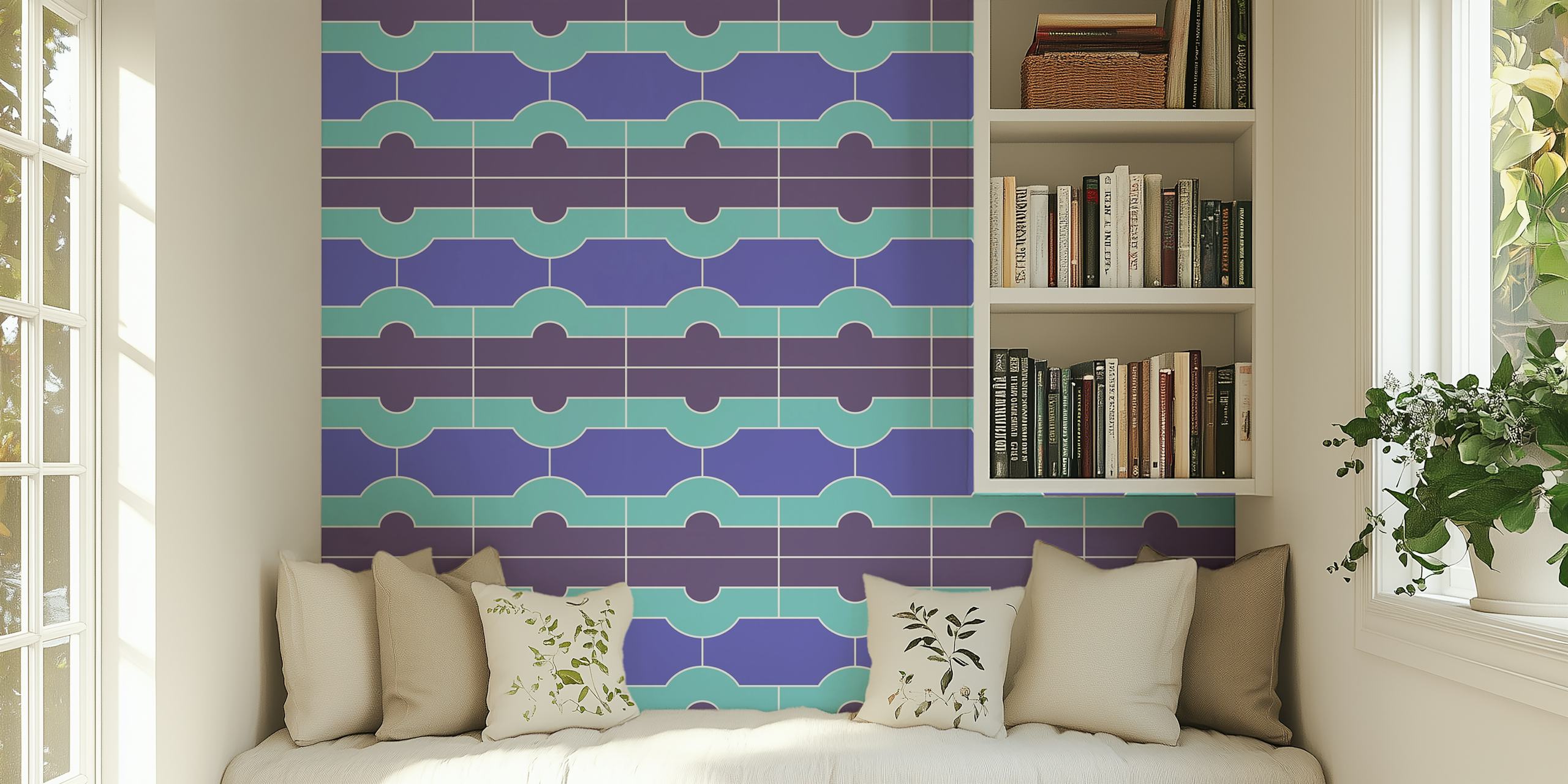 Geometric pattern in purple and blue tones wallpaper