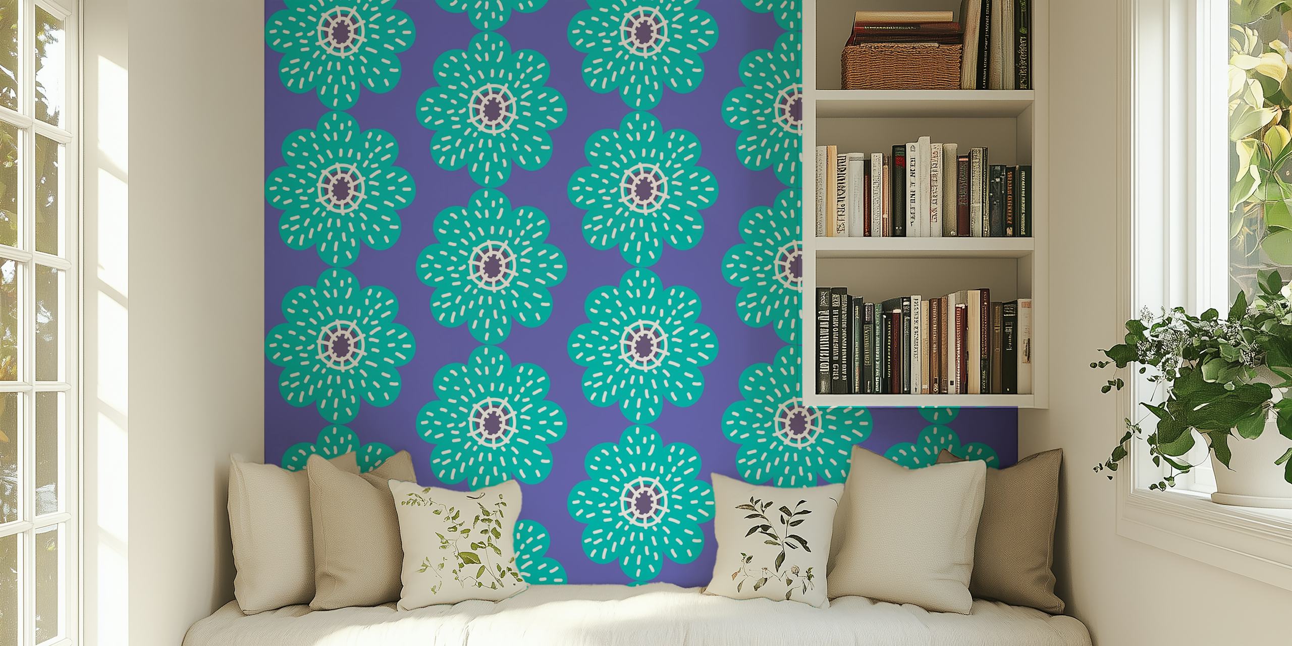 Aqua Green Violet Very Peri σχέδιο ταπετσαρίας
