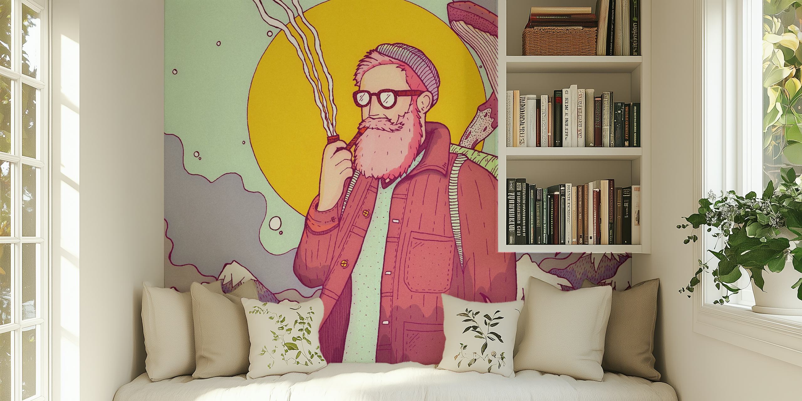 The man and the whale Tapetdesign in einem Raum