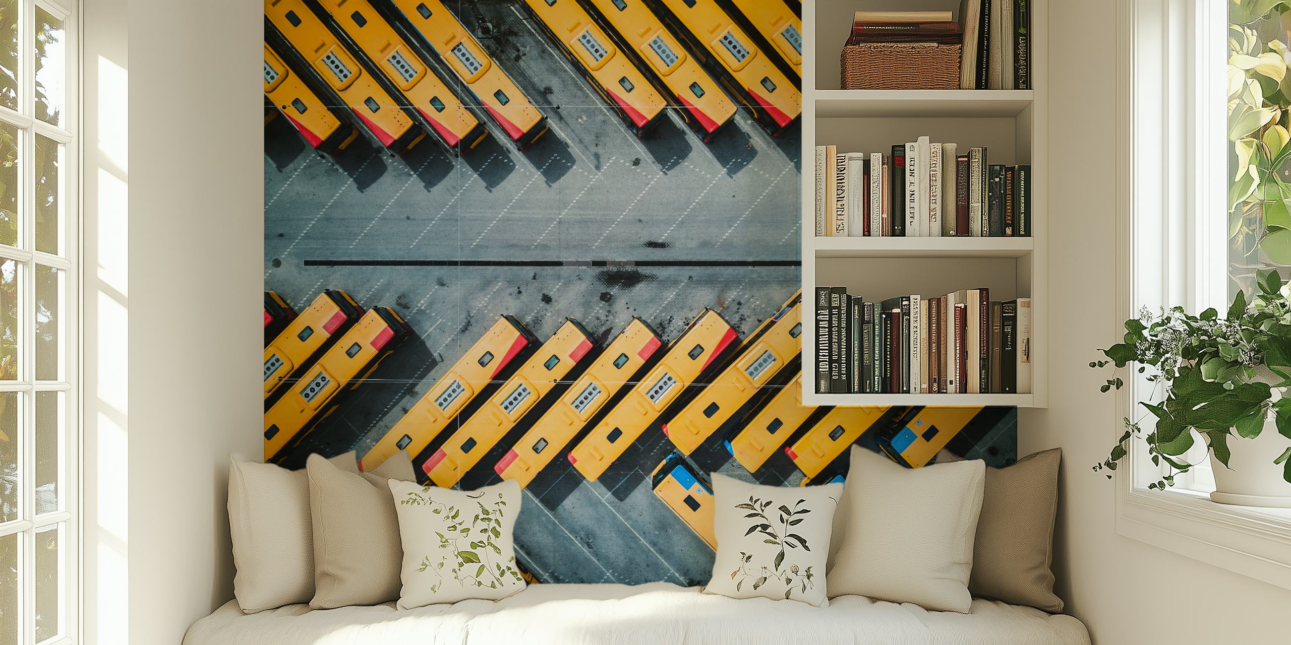 Luchtfoto van kleurrijke voertuigen