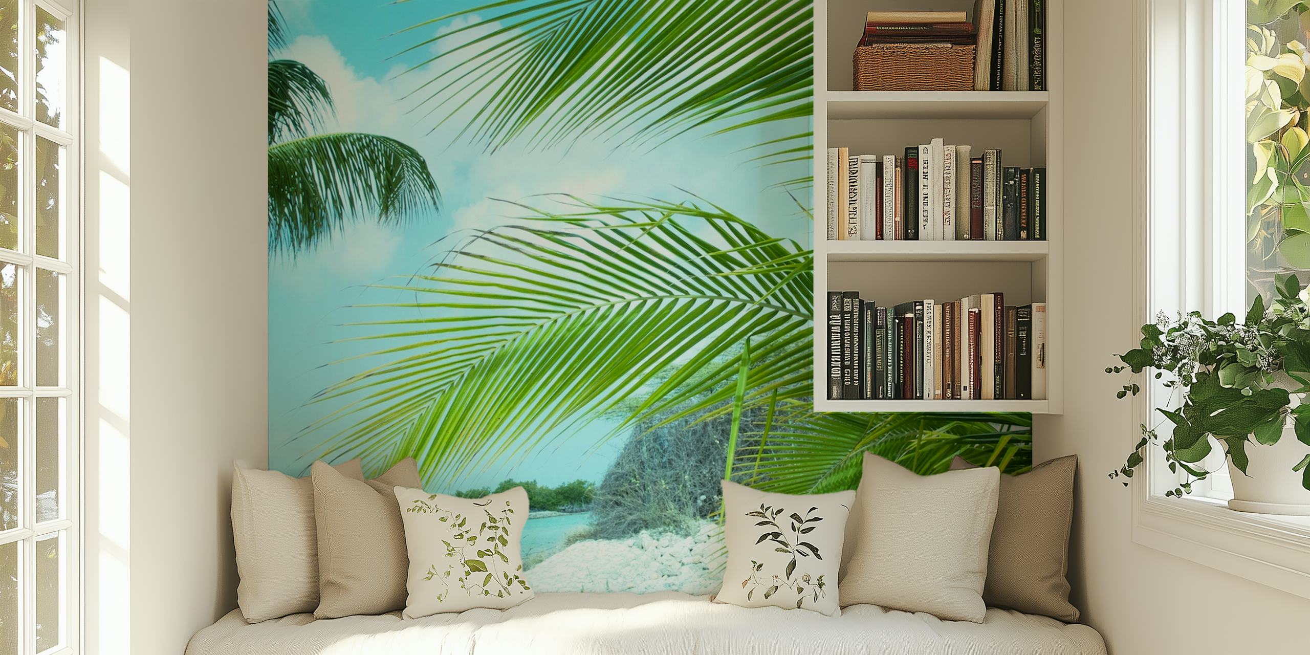 Beach Tranquility Dream 2 com folhas de palmeira