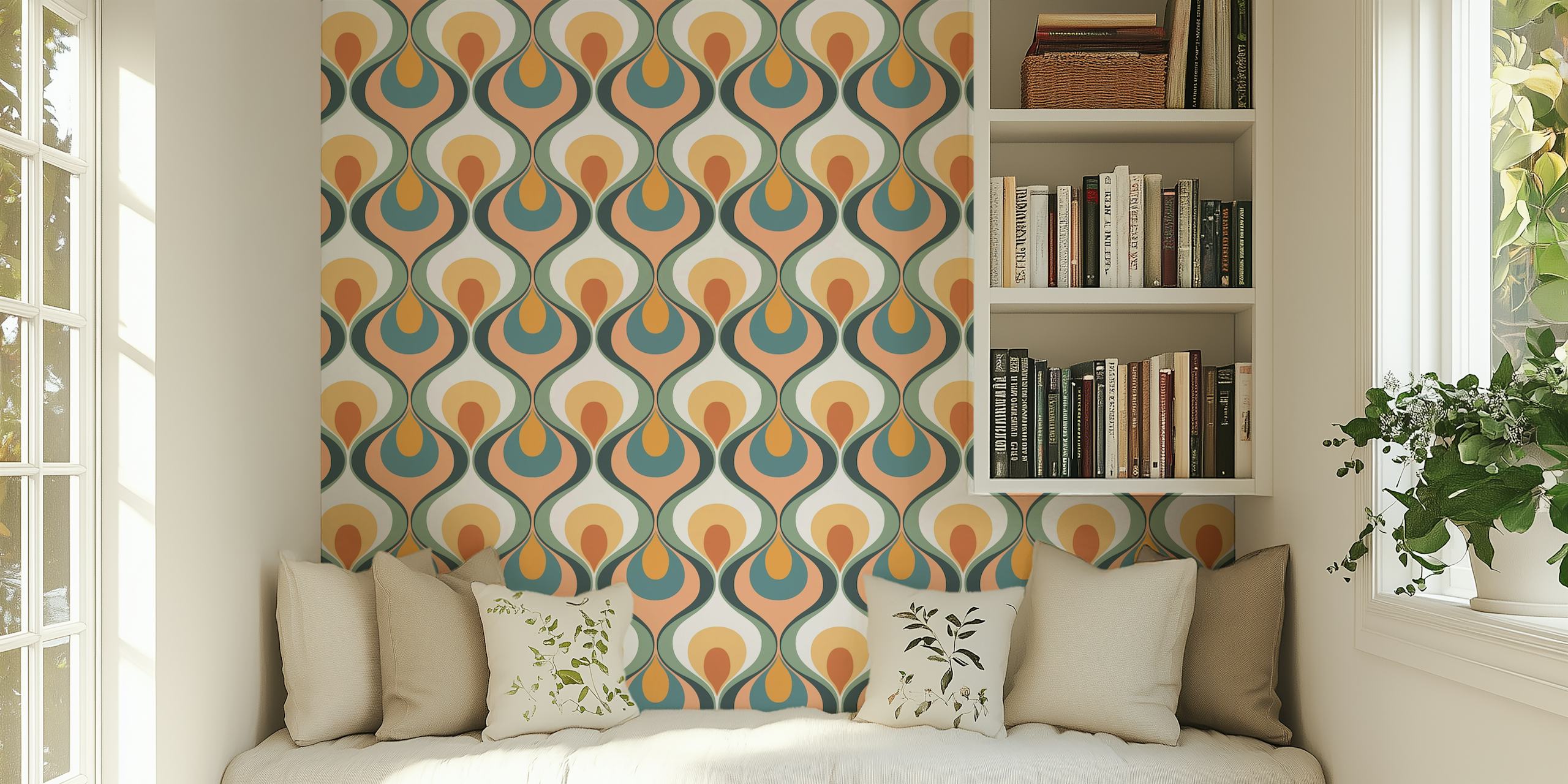 Retro Mood Pastel Multicolor patrón de papel tapiz