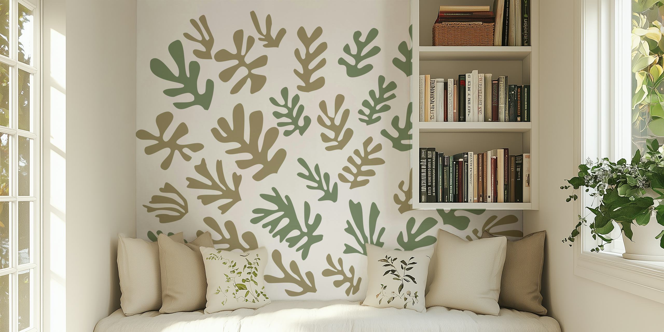 Pale Matisse Inspired Leaves wallpaper design