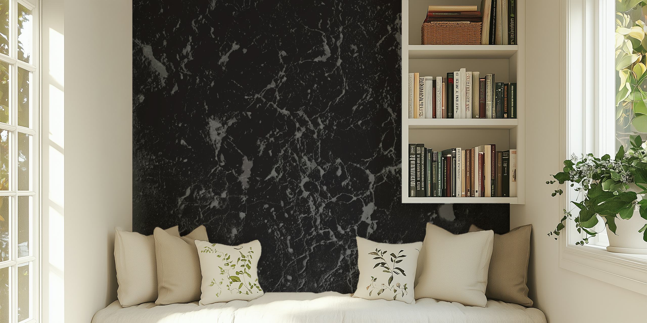 Carta da parati in marmo Gray e Black in una stanza