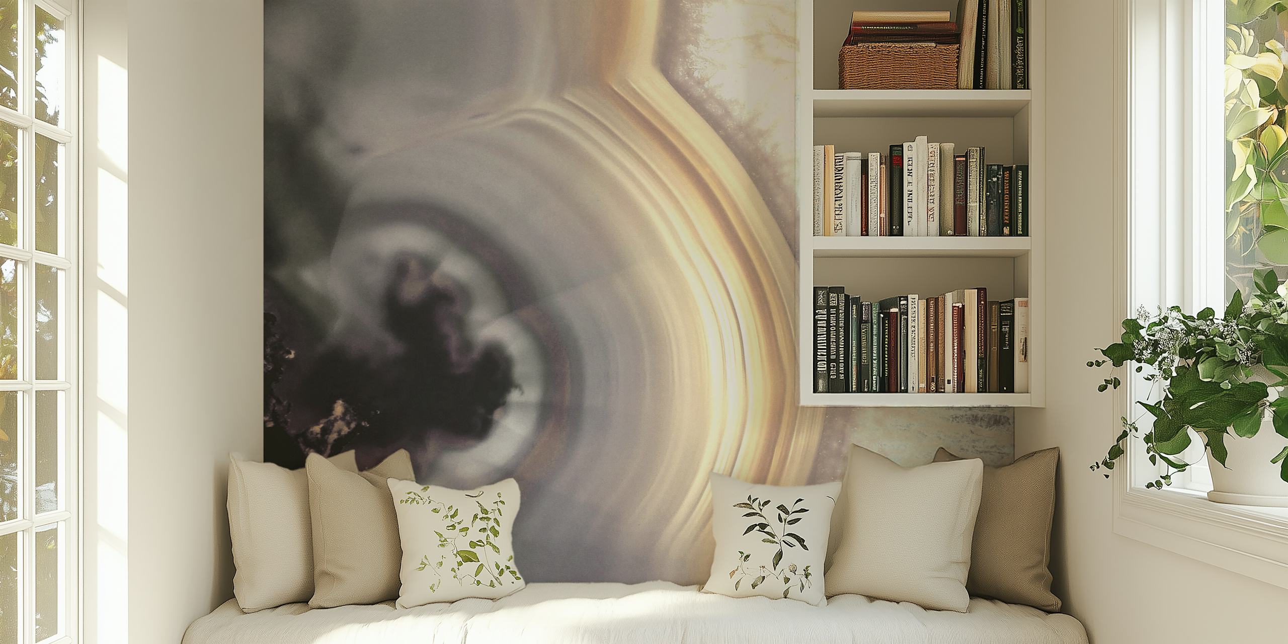 Ταπετσαρία Taupe Agate εμφανιζόμενη σε ένα δωμάτιο
