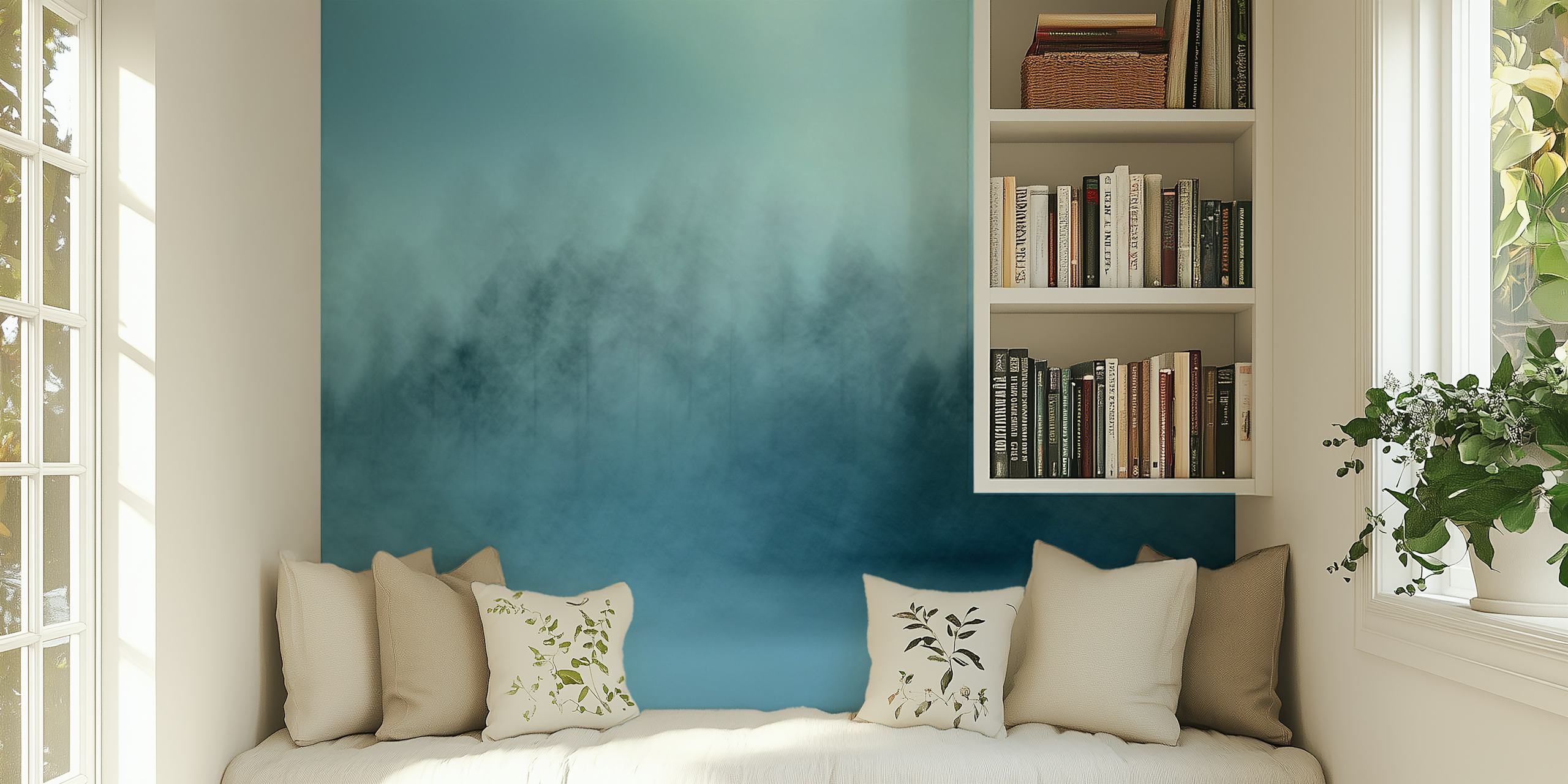 Soft blue and gray blurred winter landscape wallpaper