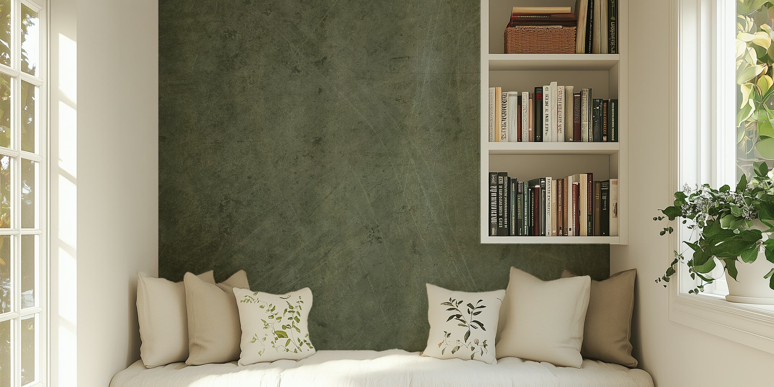 Scratched Suede oliivi mehu tapetti huoneessa