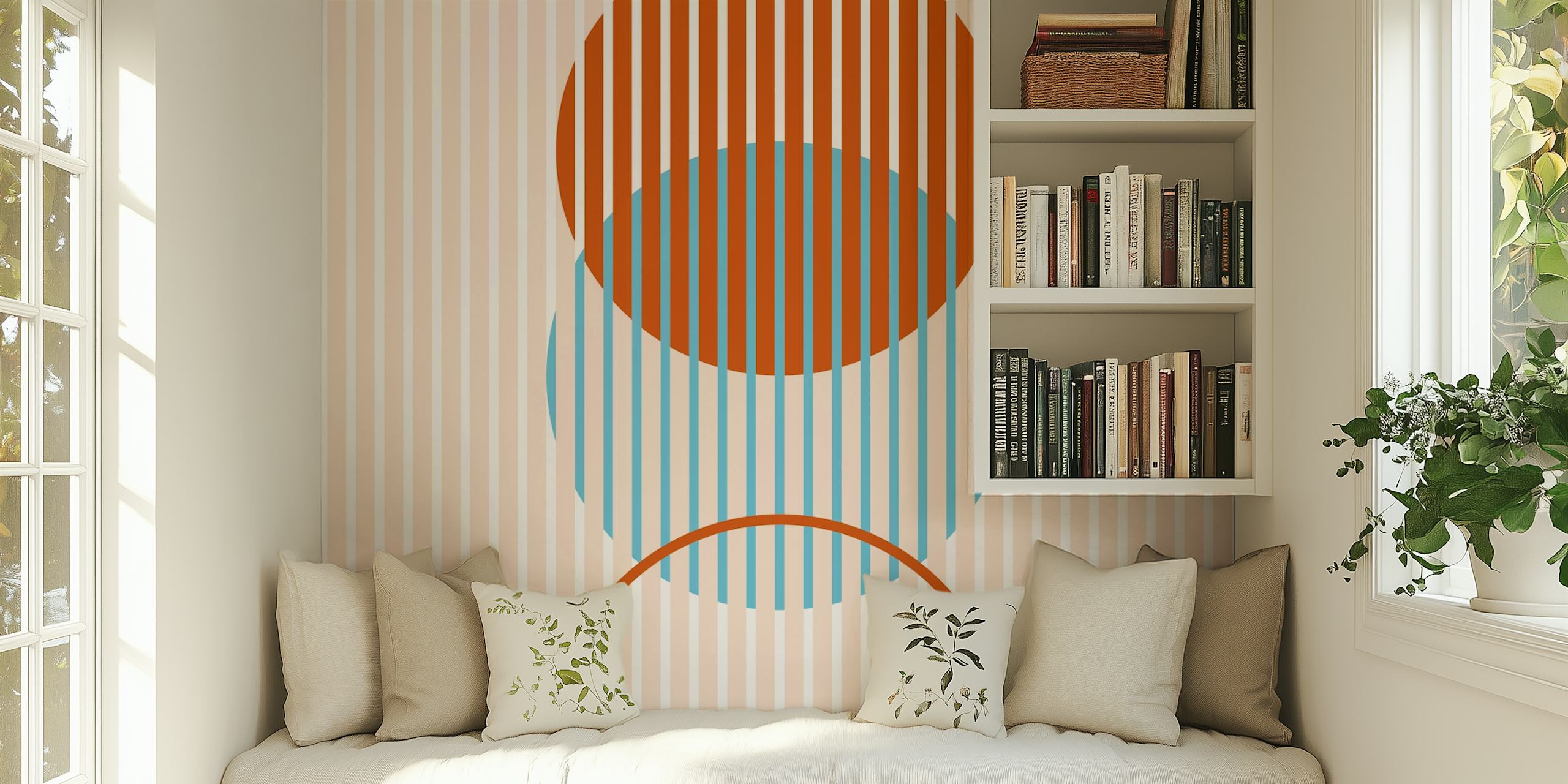 Rising geometric circles tapet i et rom
