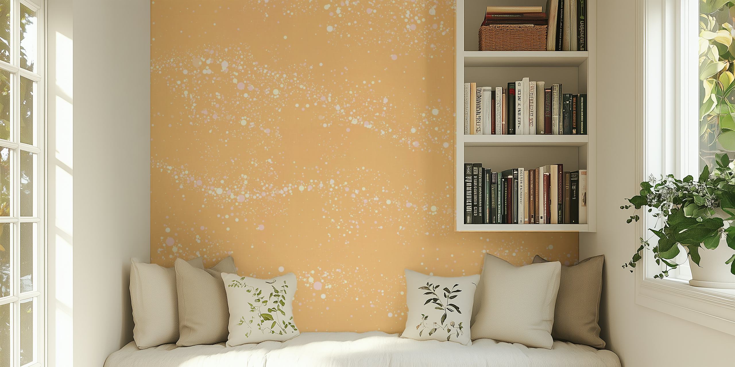 Desert sand glitter on pale honey yellow wallpaper