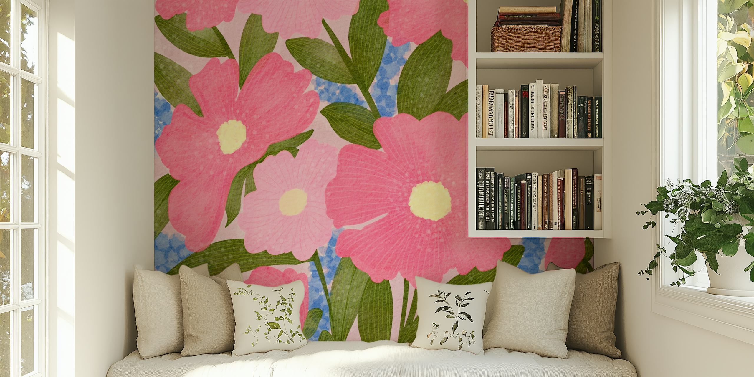 Floral wallpaper featuring pink flowers