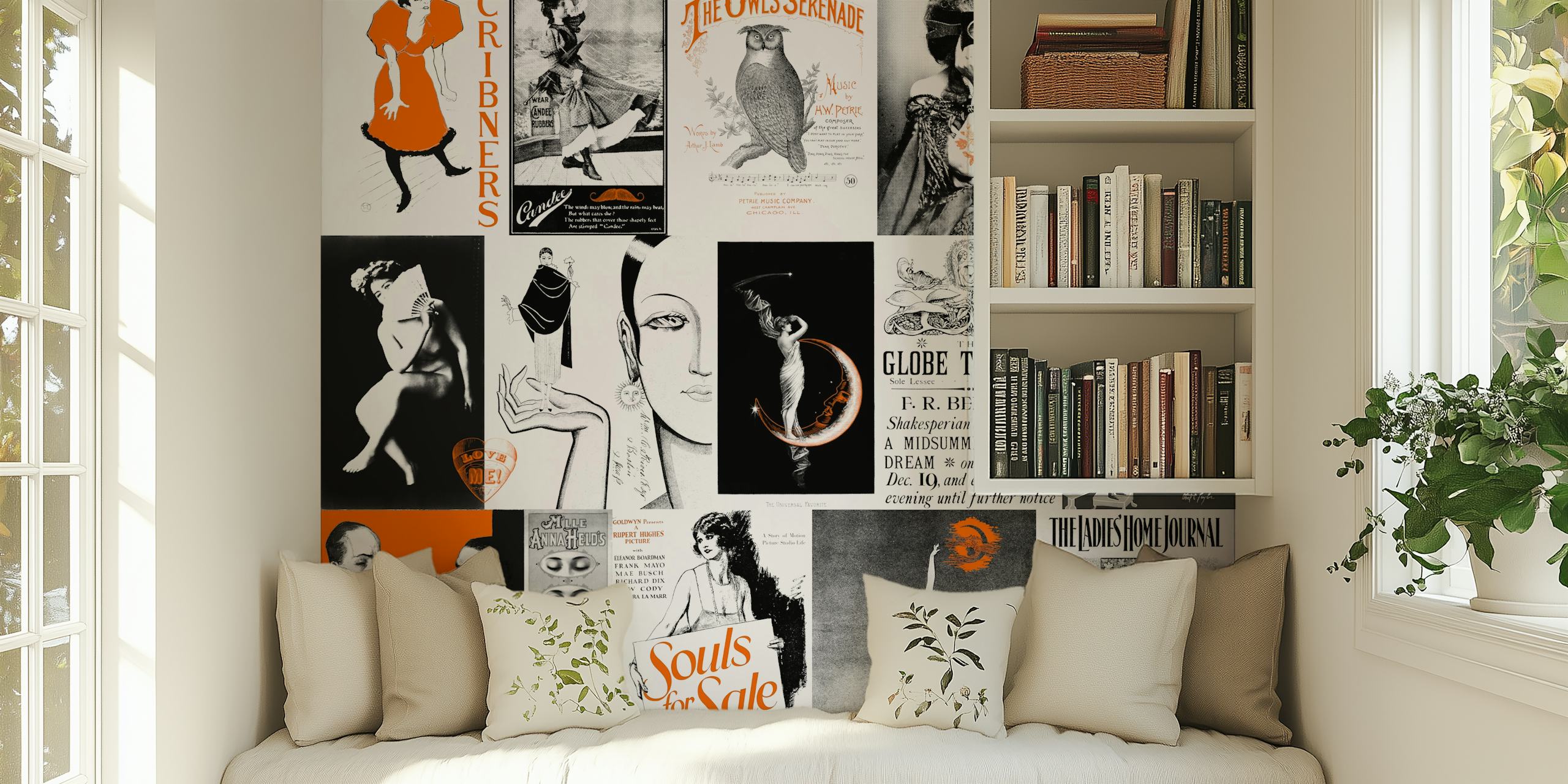 Vintage Art en Adds Mix behang in een kamer