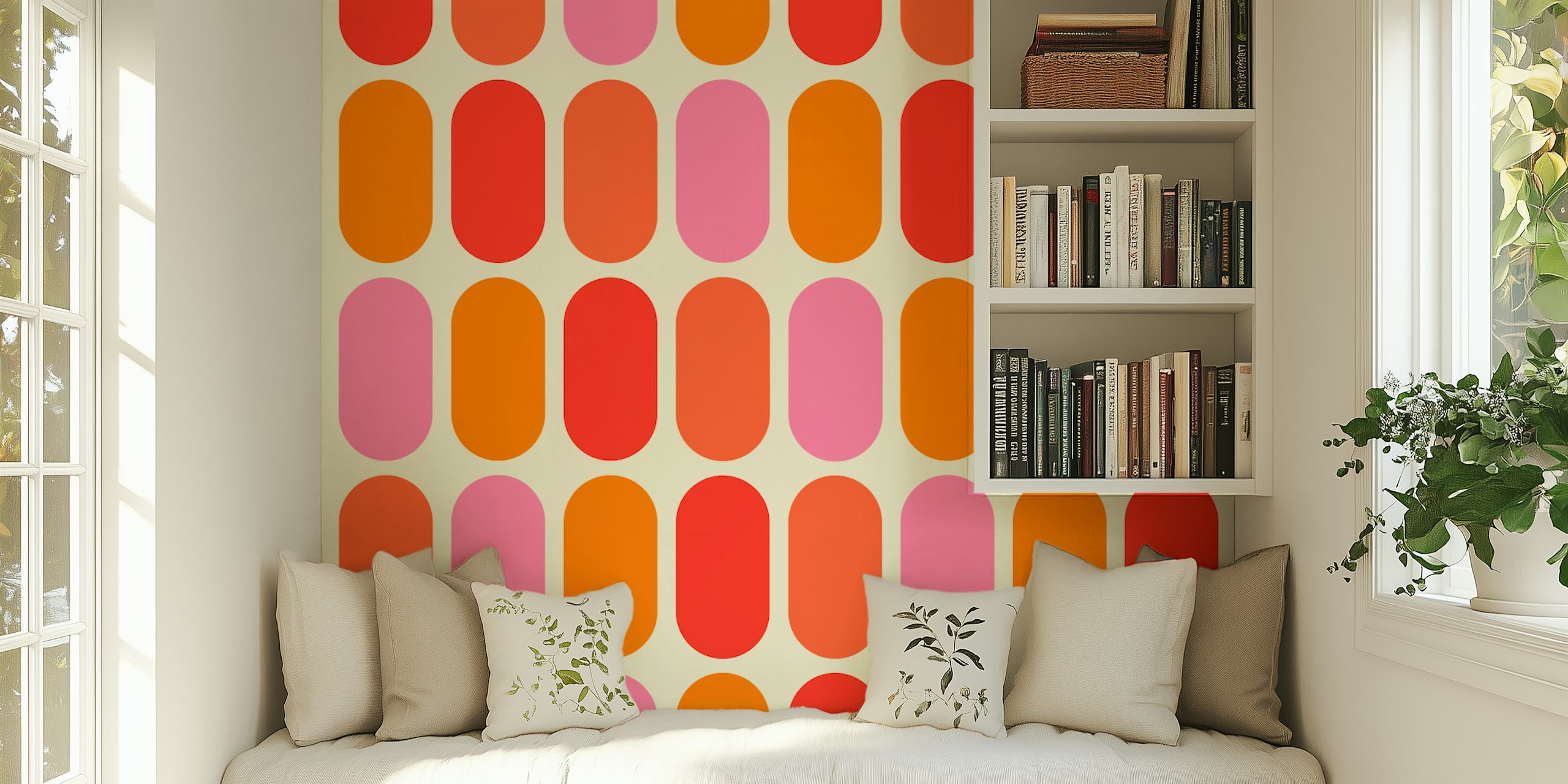 Mid Century Modern wallpaper in a colorful room