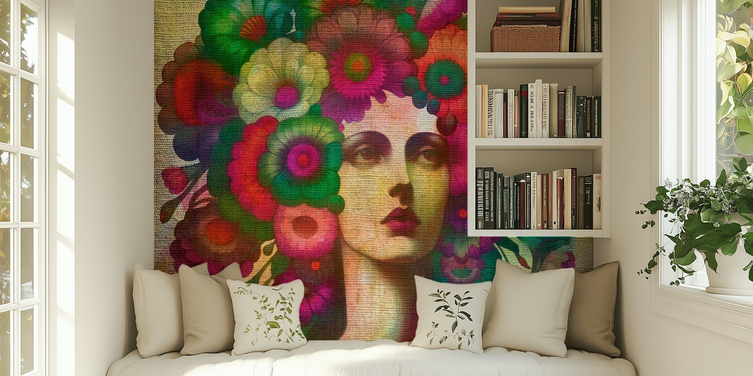 Blooming Muse floral wallpaper in a room