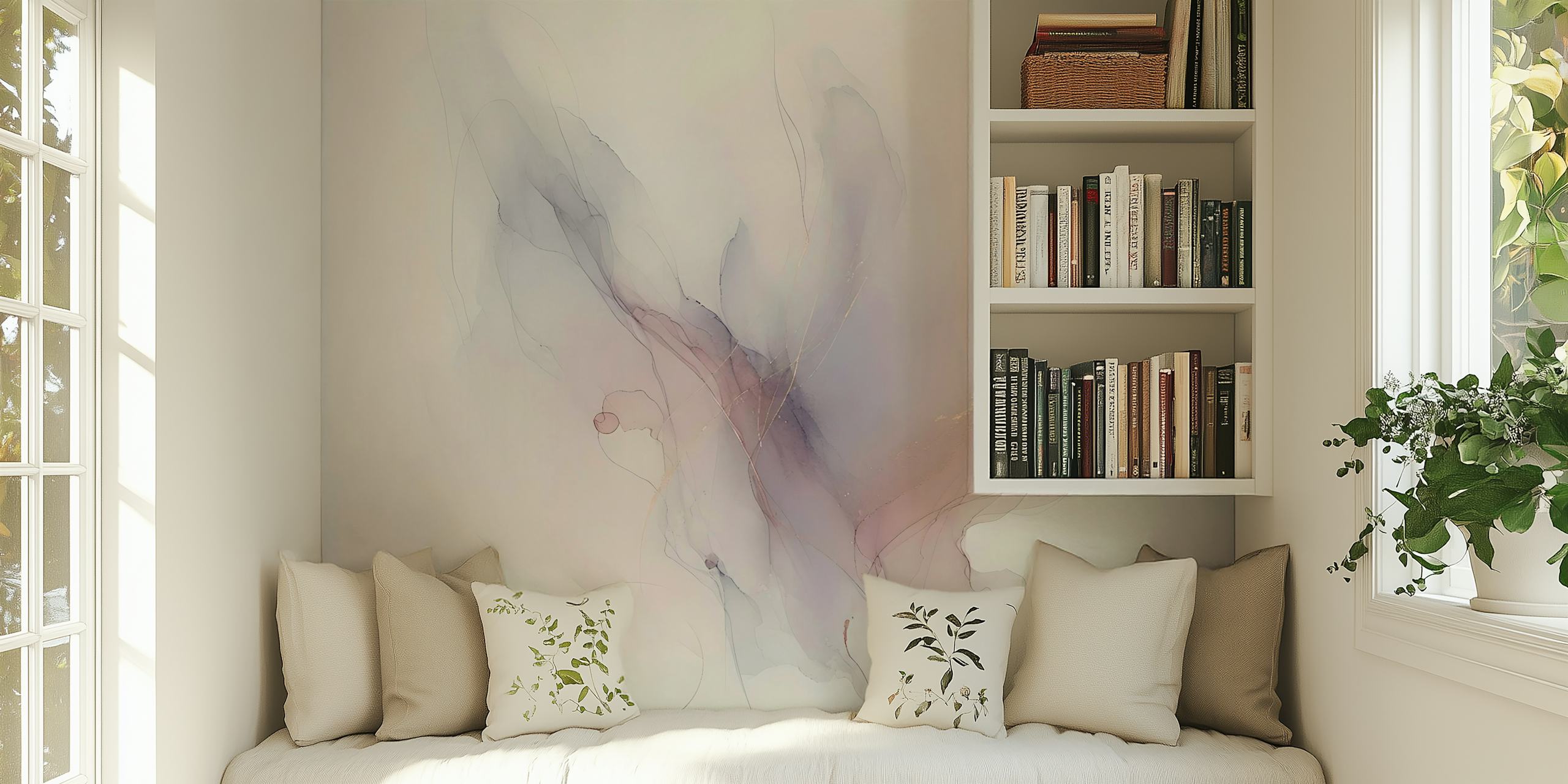 Pastel watercolor bursts with soft pinks and gold accents wallpaper