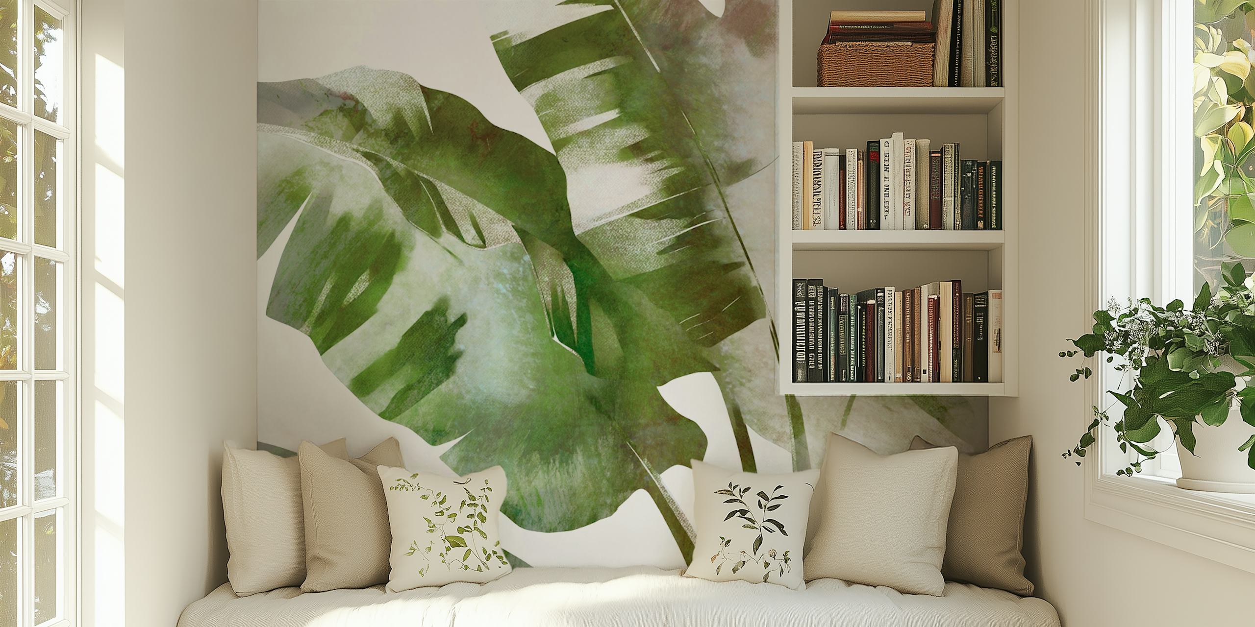 Design di wallpaper Tropical Monochrome in una stanza