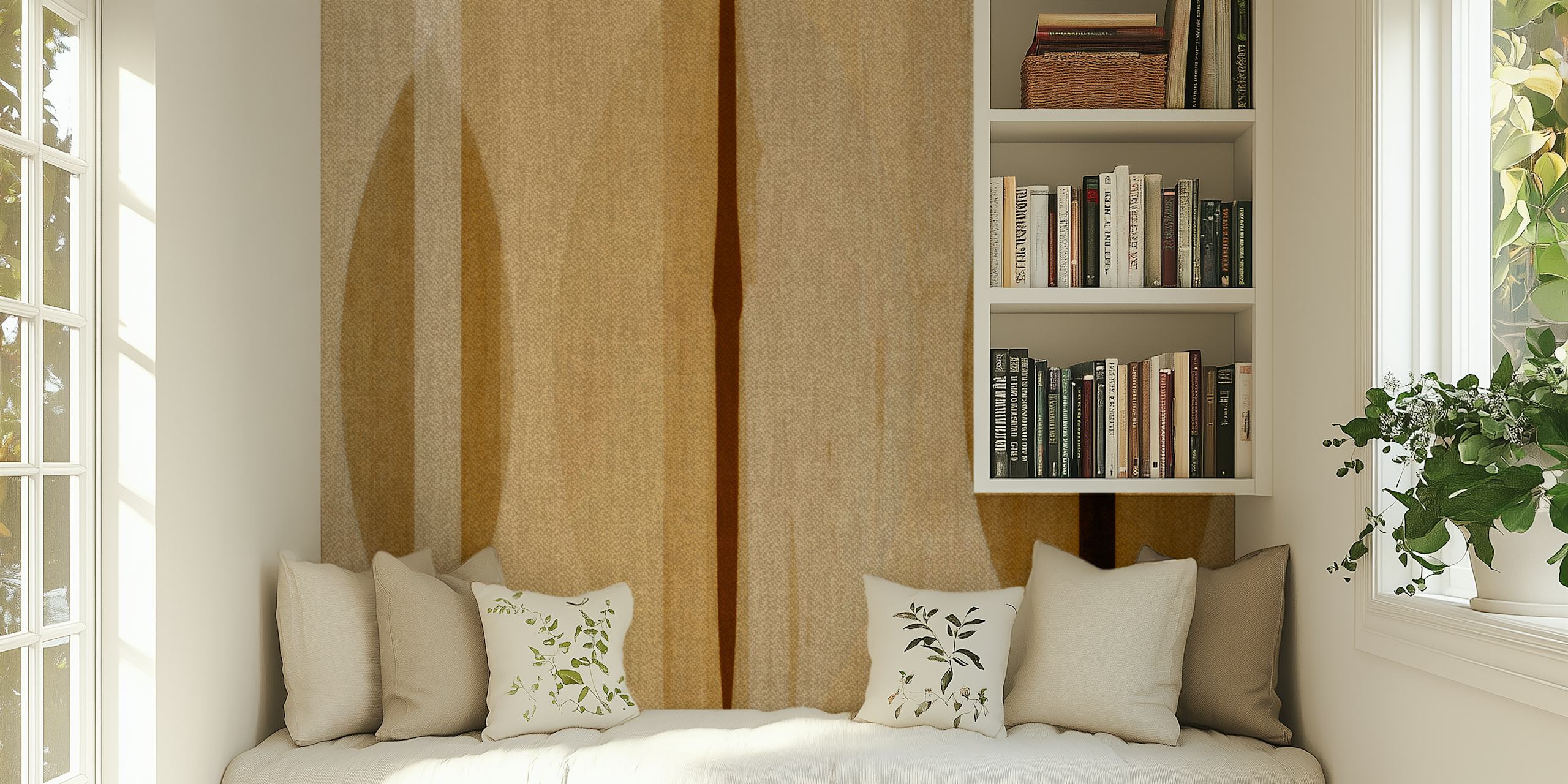 Geometric patterns in neutral tones with beige and brown wallpaper