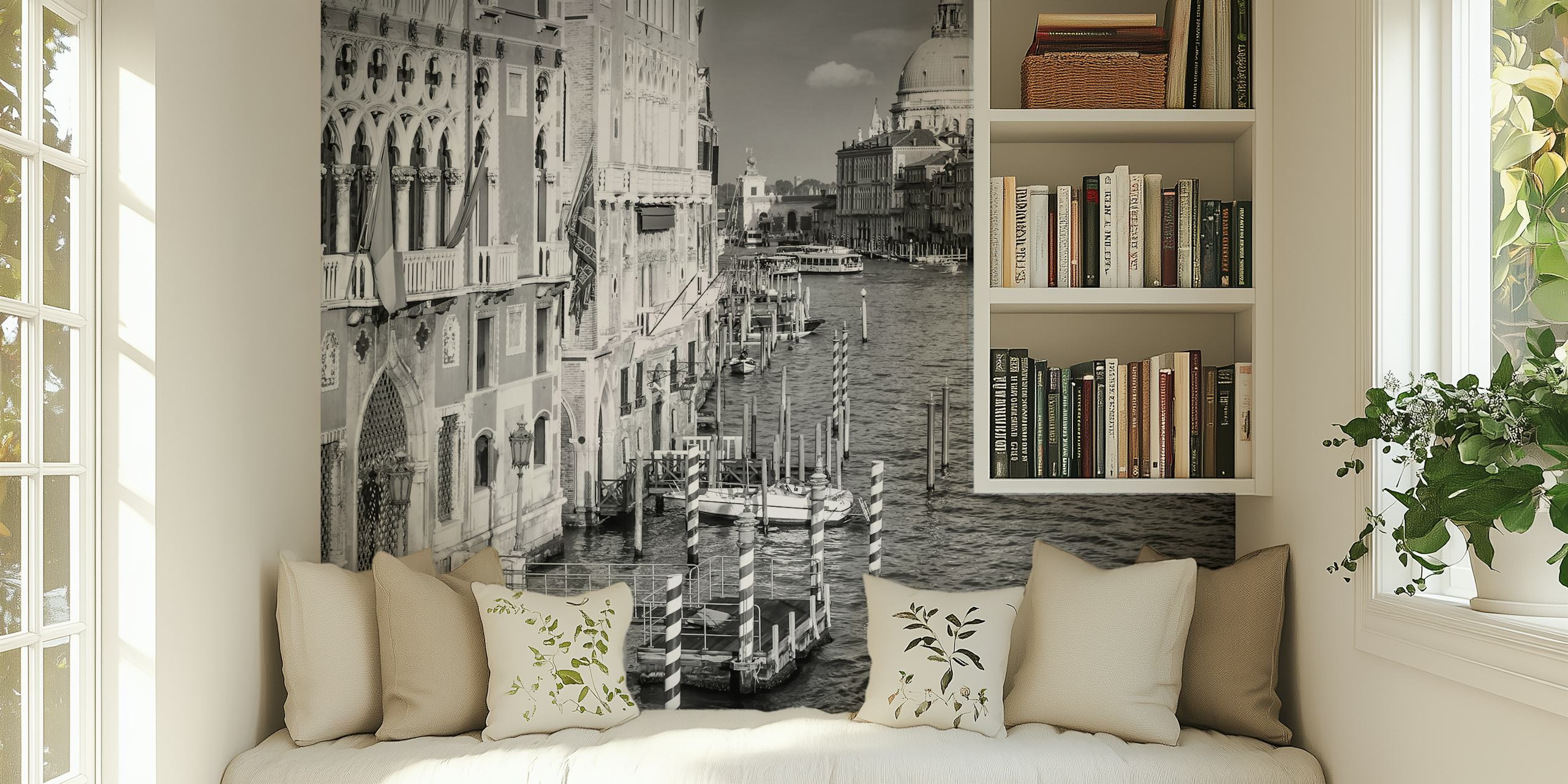 Venice Canal Grande Tapet Utställd I Ett Rum