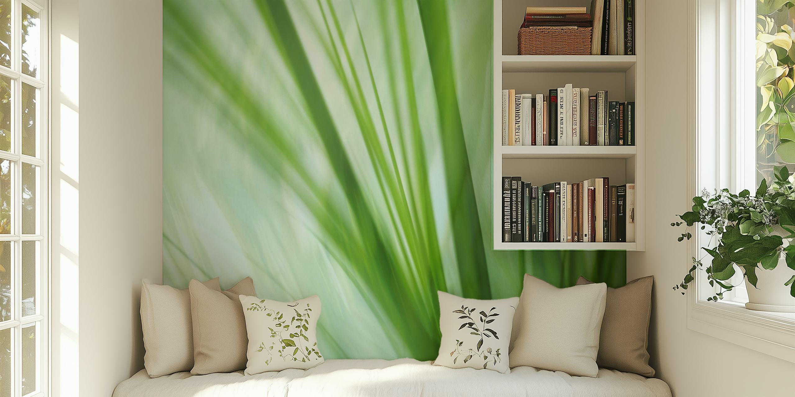Abstract green grass wallpaper design with soft textures.