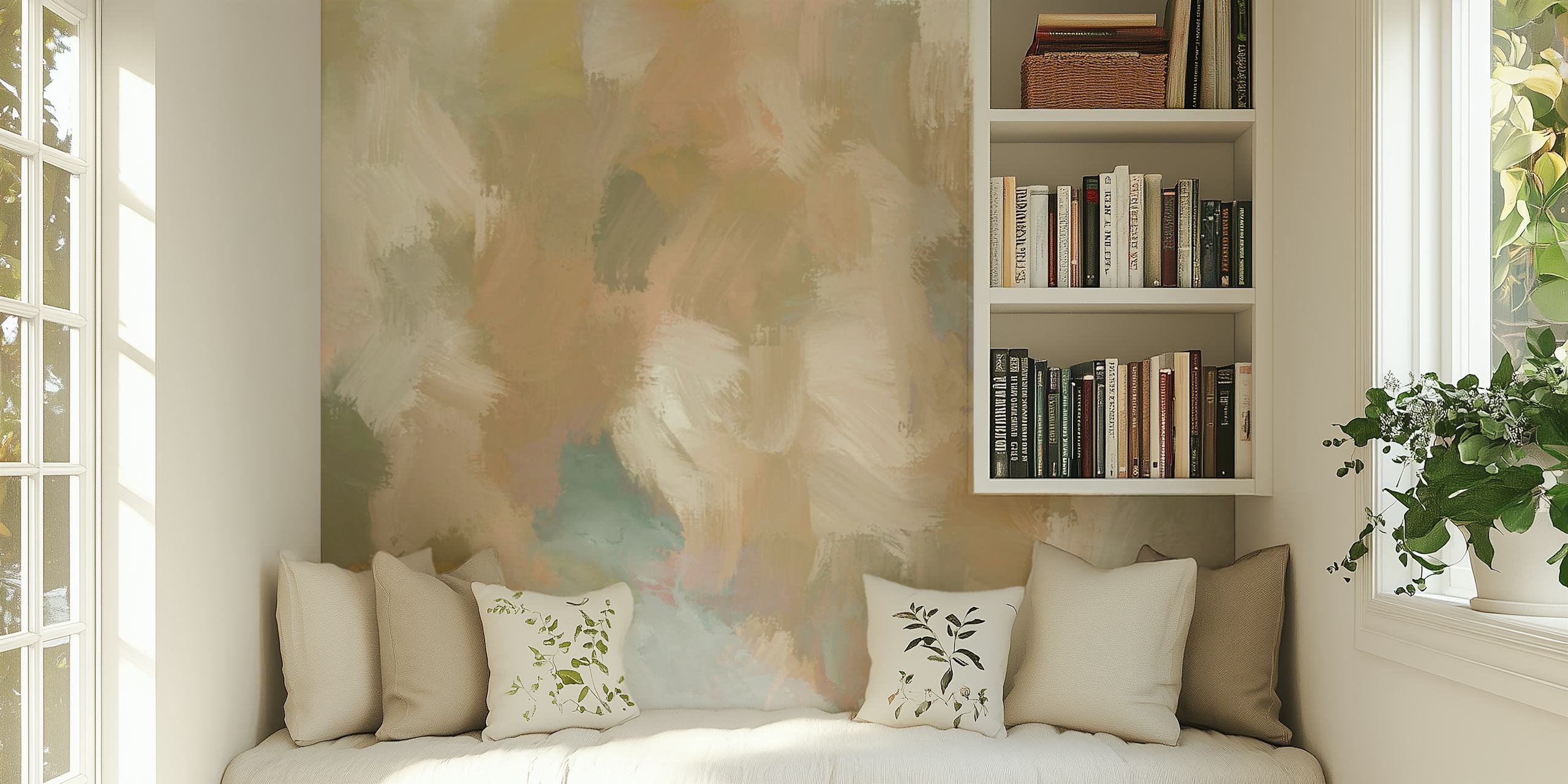 Contemporary neutral shades wallpaper in a room