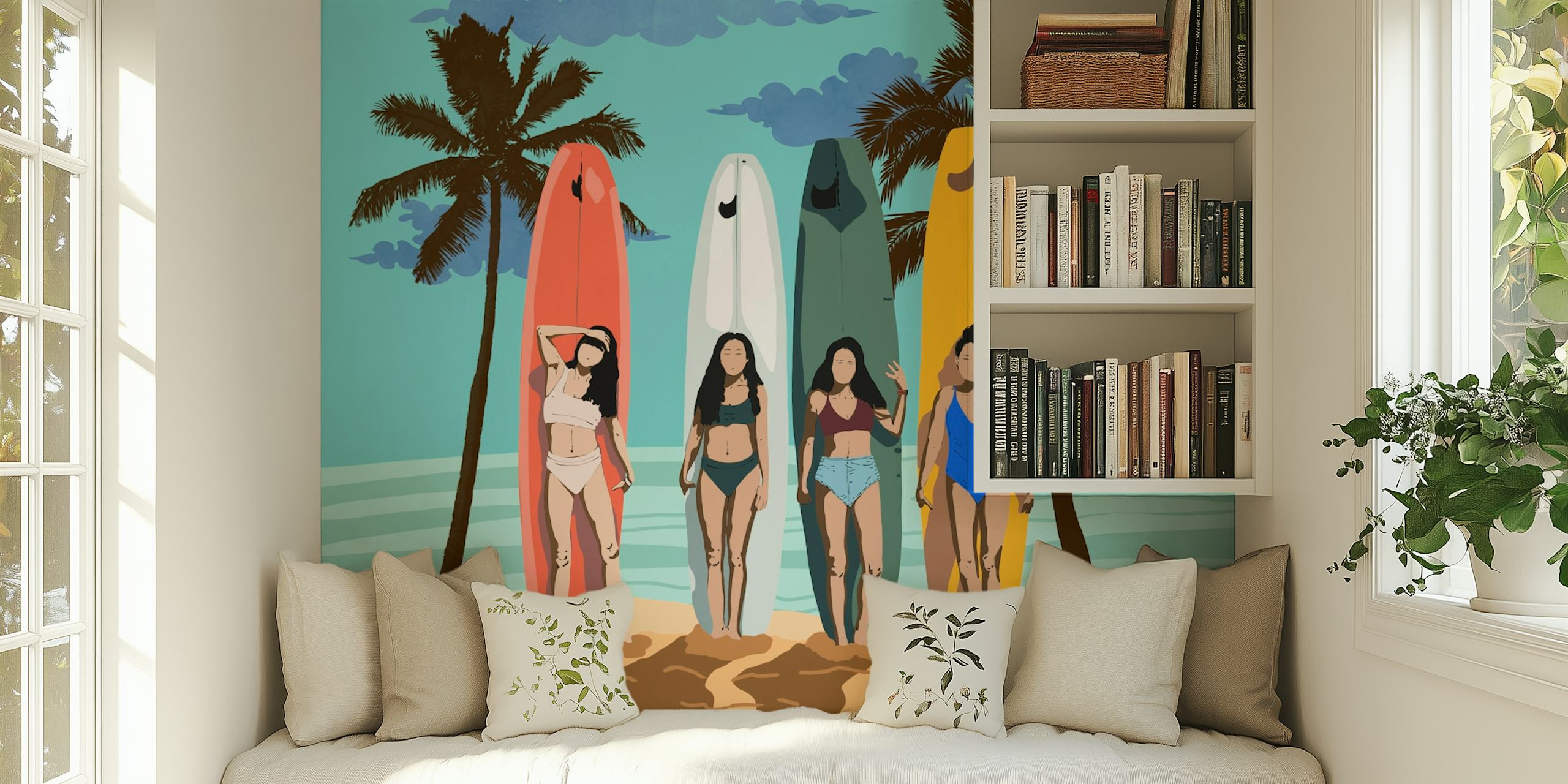 Surfside Serenity Scene Tapete in einem Raum