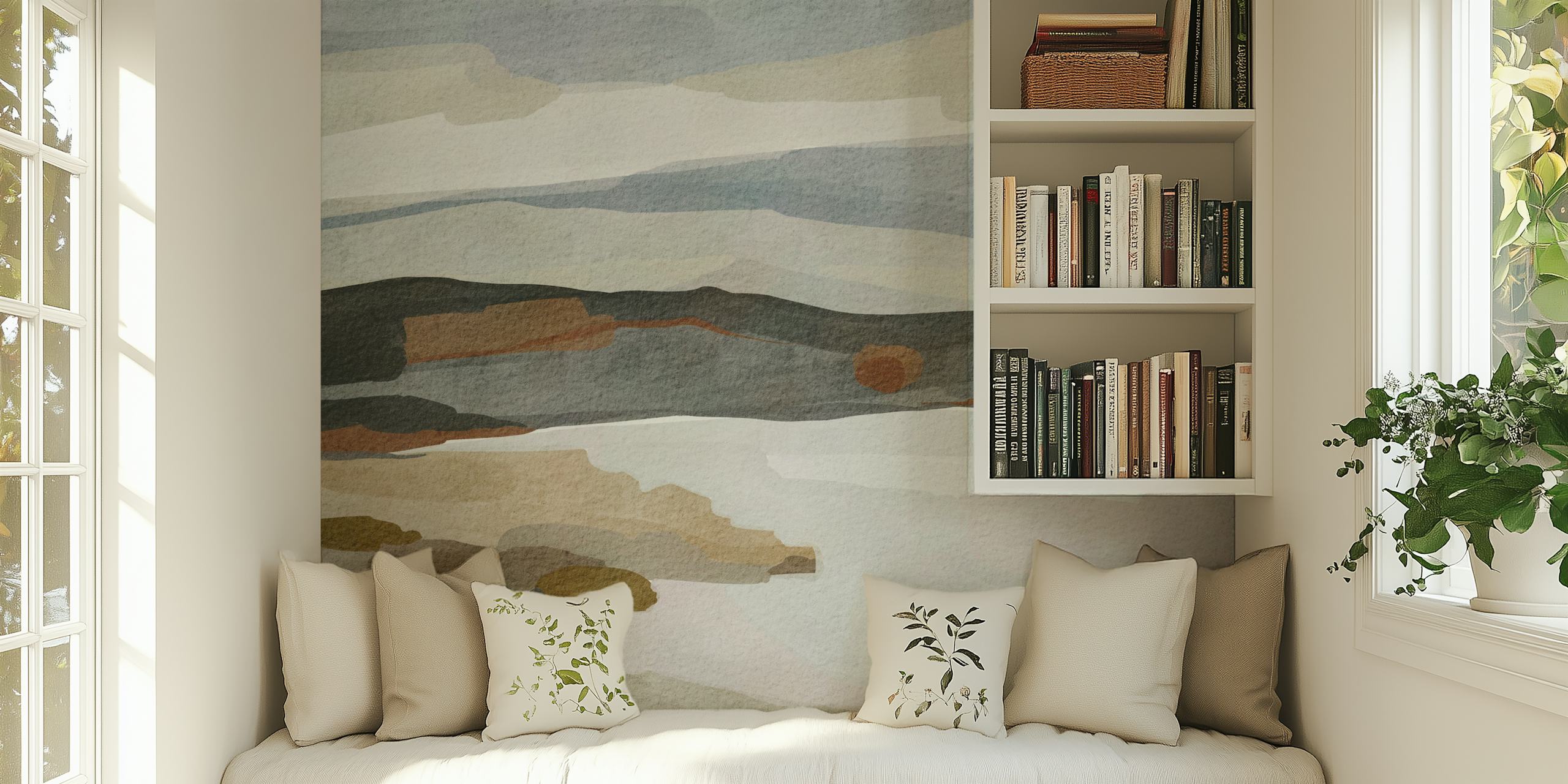 Earthy Minimalist Scene -tapetti huoneessa