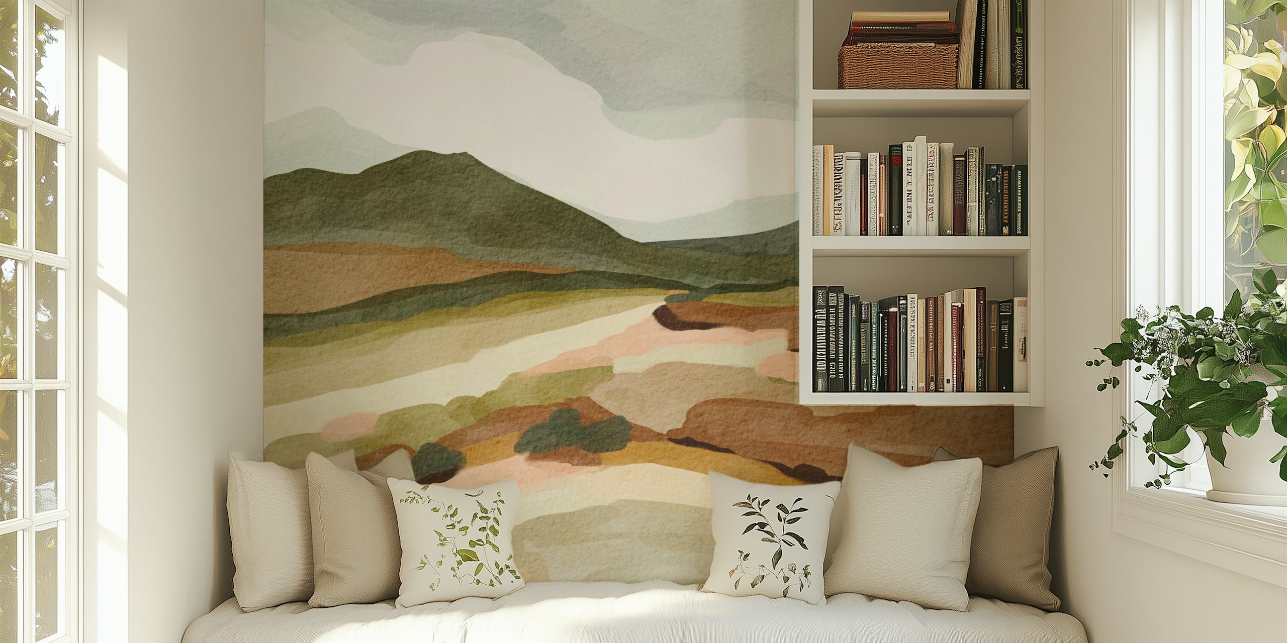 Rustic Hills Scene wallpaper in a room
