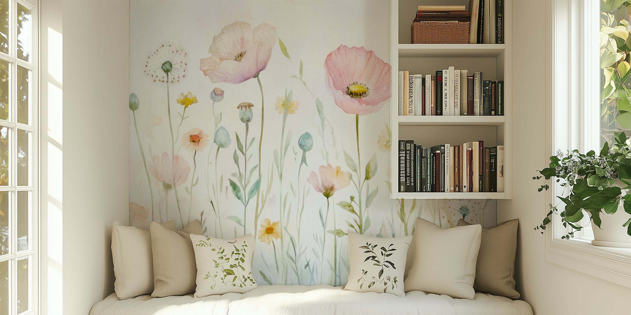 Pastel Wildflowers wallpaper i et rum