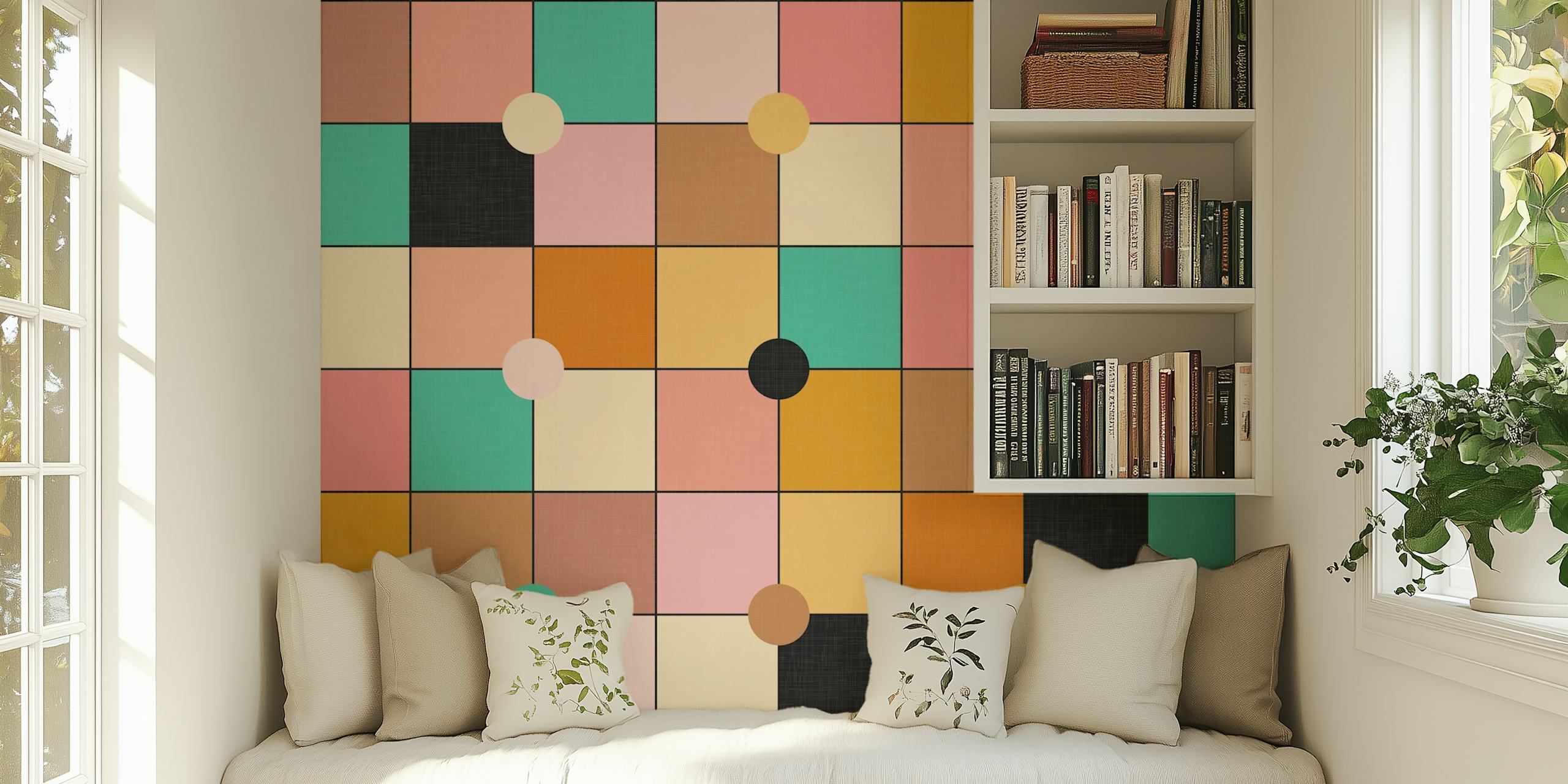 Motif de papier peint géométrique coloré dans une pièce