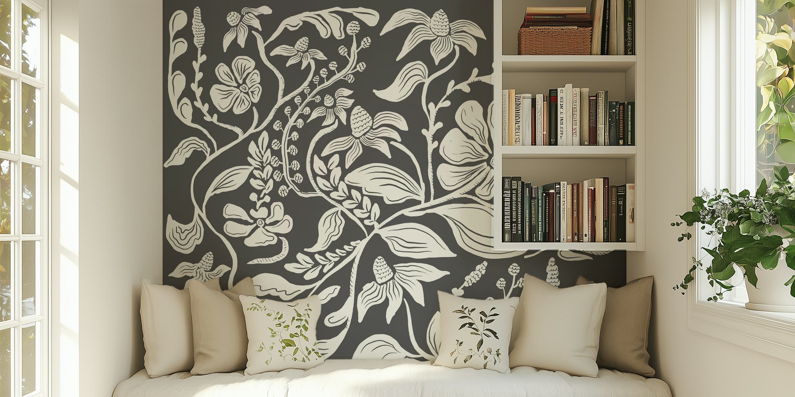Chic floral wallpaper w stylowym pokoju