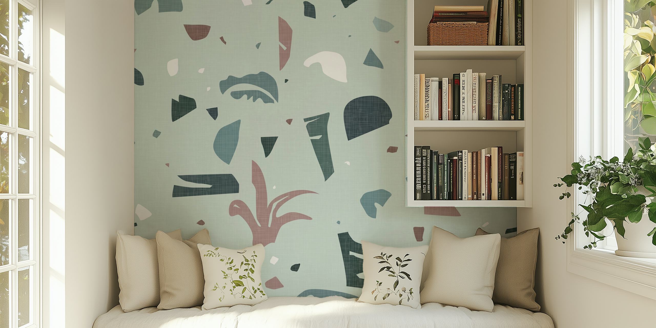 Moderne papercut shapes wallpaper in een kamer