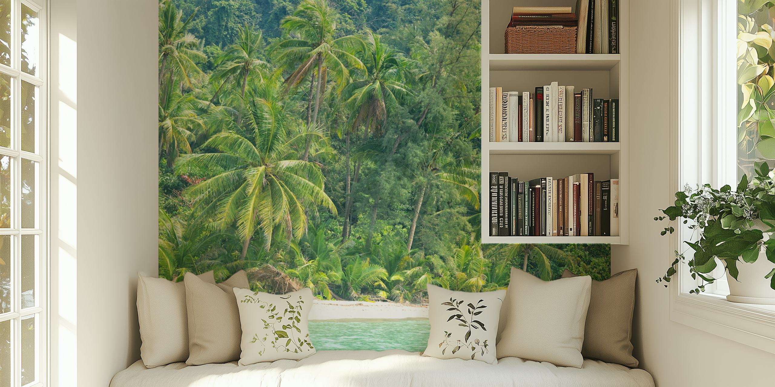 Serene Beachfront Forest tapetdesign