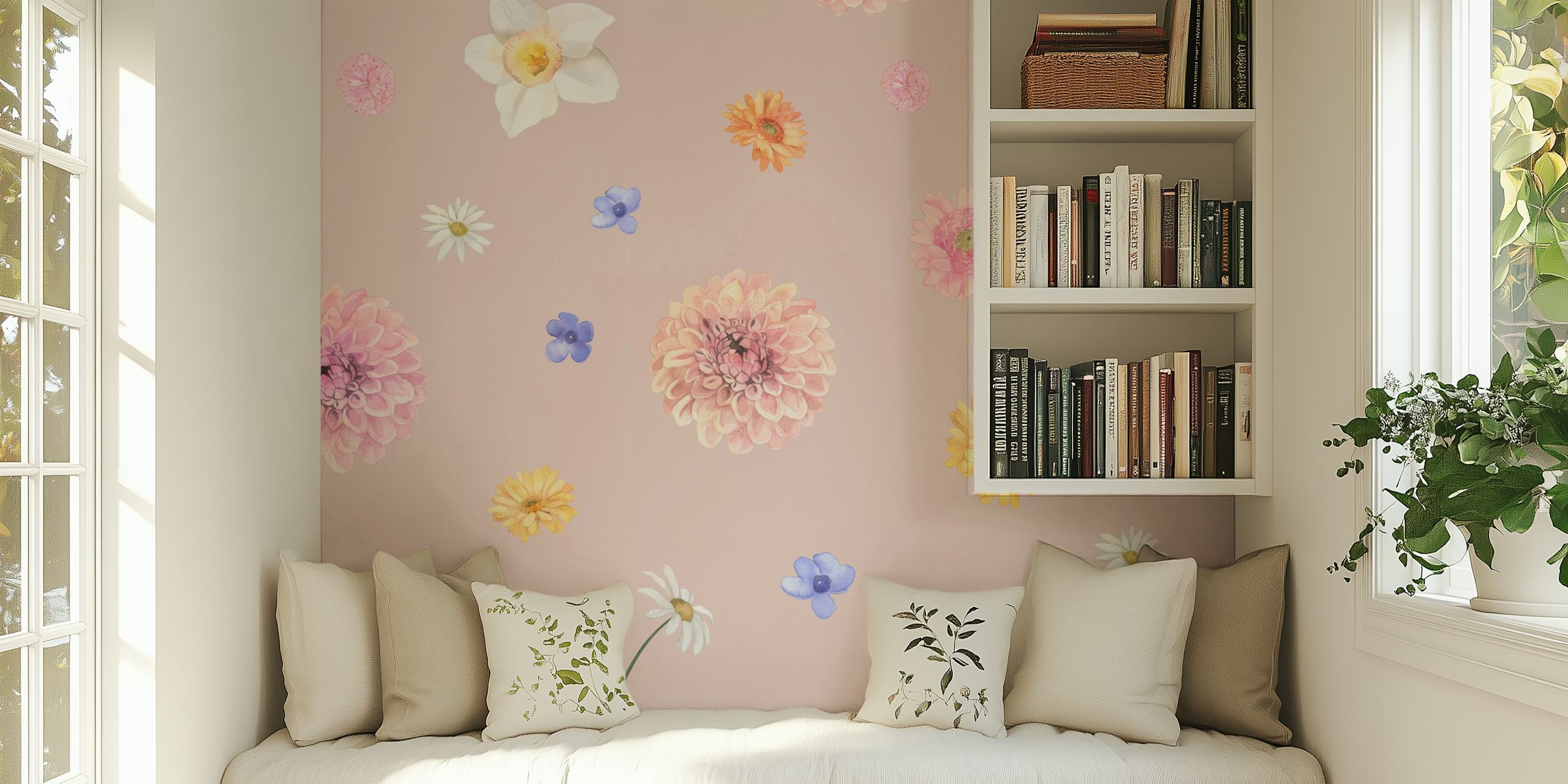 Soft Floral Rain tapet i et rom