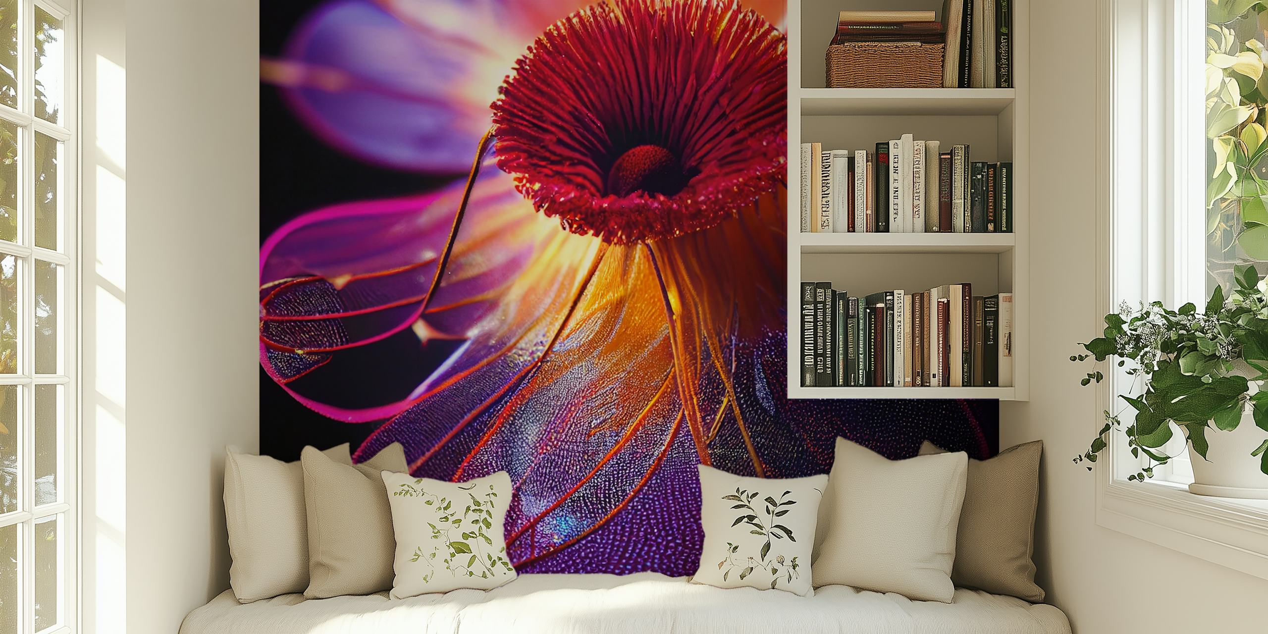 Bright Blossom Aura floral wallpaper in a room