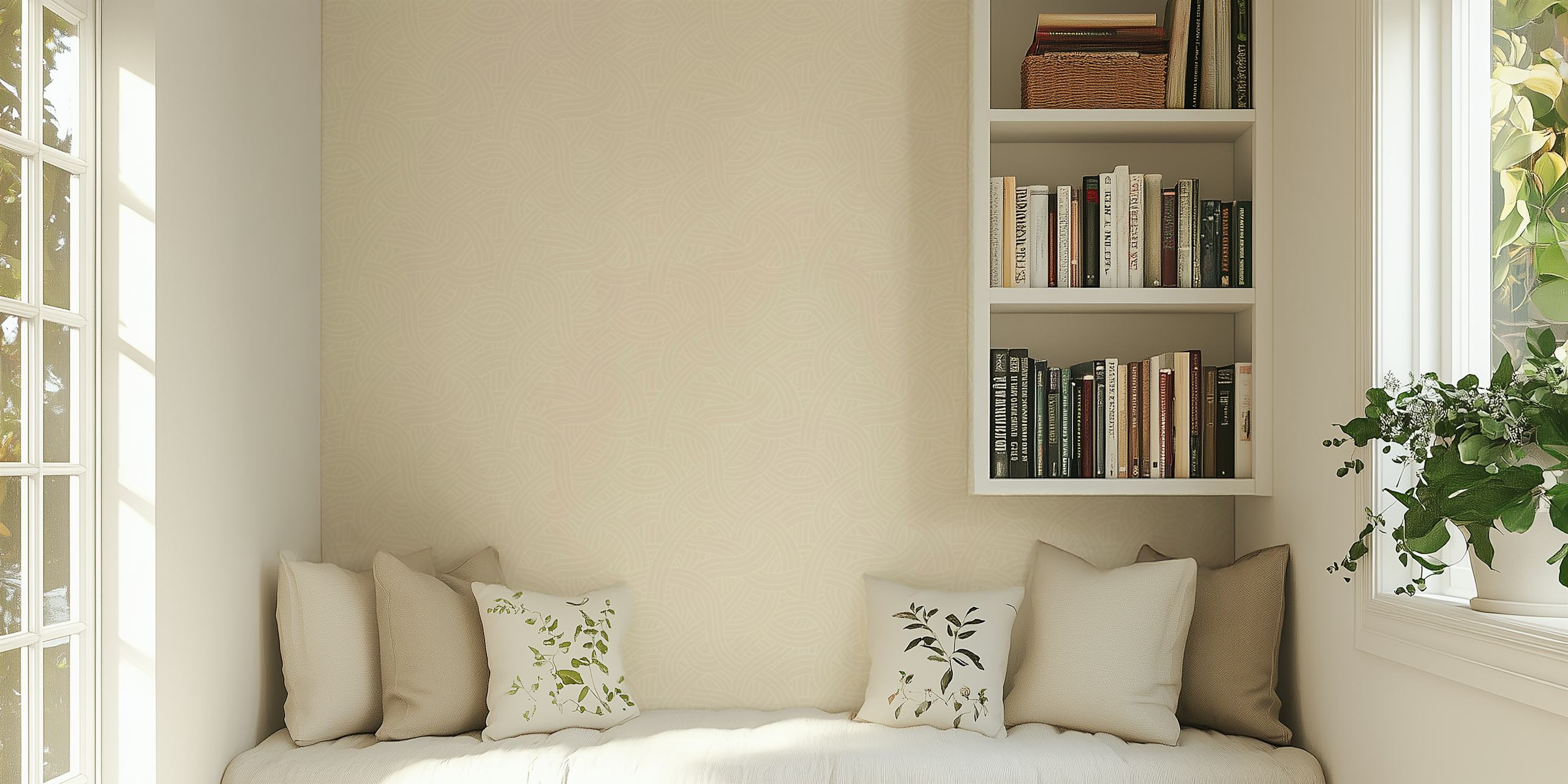 Interwoven Waves in vanilla wallpaper in a room