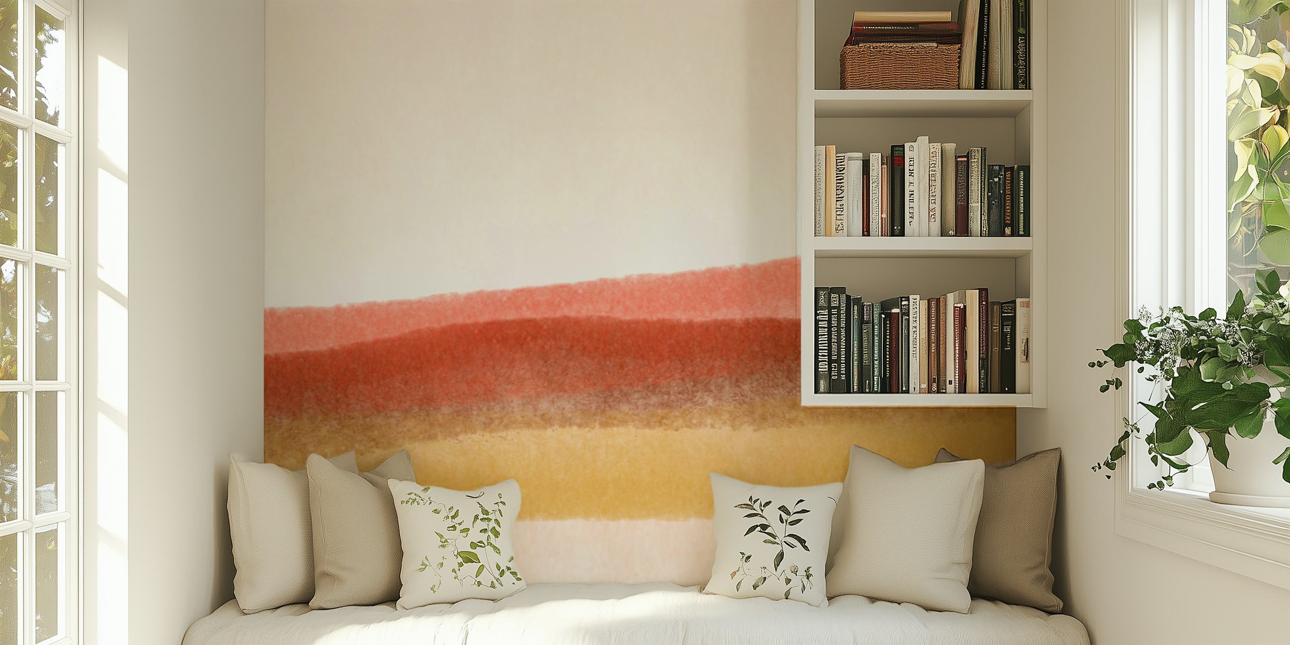 Abstract layered earth tones in red, orange, and yellow wallpaper